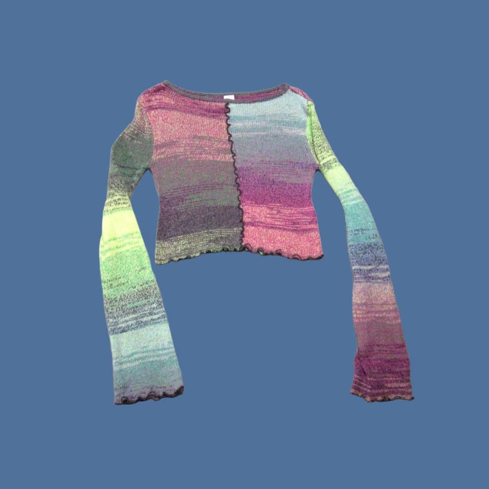 Urban Outfitters BDG Urban Outfitters Knit Top Womens Large Multicolor Space Dye Seamed Cropped Size L / US 10 / IT 46 - 1 Thumbnail