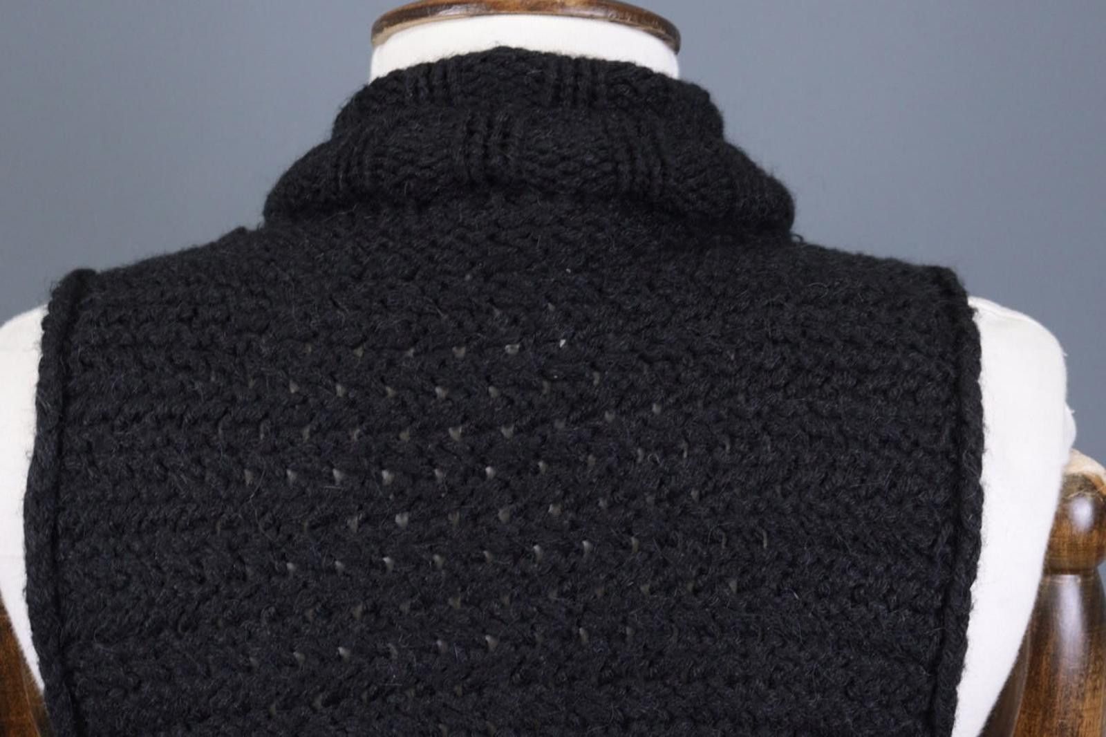 Designer Sarah Pacini Black Merino Wool Wrape Cape Cardigan One Size Size ONE SIZE - 12 Thumbnail