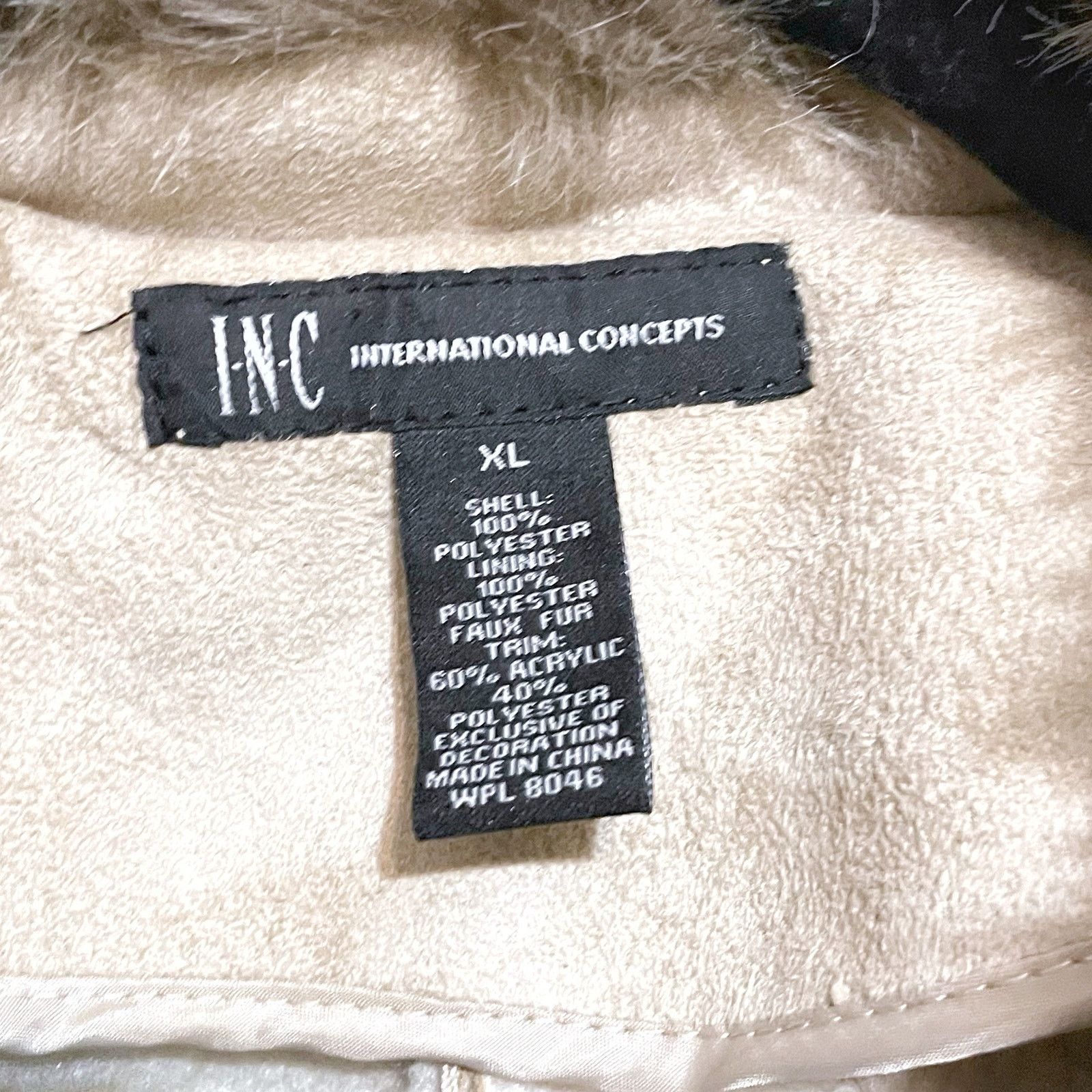 I.N.C NEW INC Coat Jacket Faux Suede Faux Fur Collar Belt Size XL Size XL / US 12-14 / IT 48-50 - 4 Thumbnail