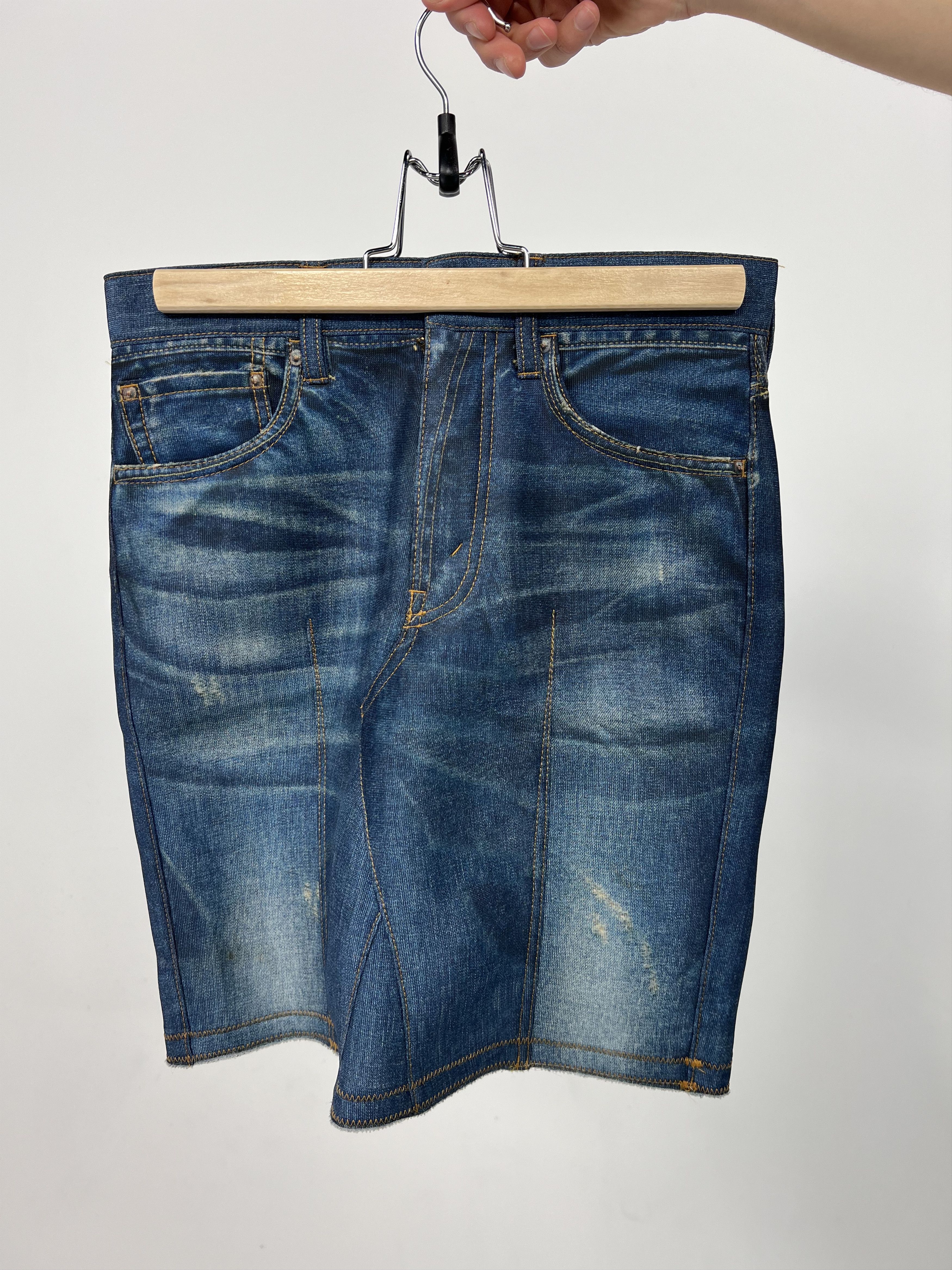 image of Junya Watanabe Tromp L’Oeil Denim Skirt in Blue, Women's (Size 24)