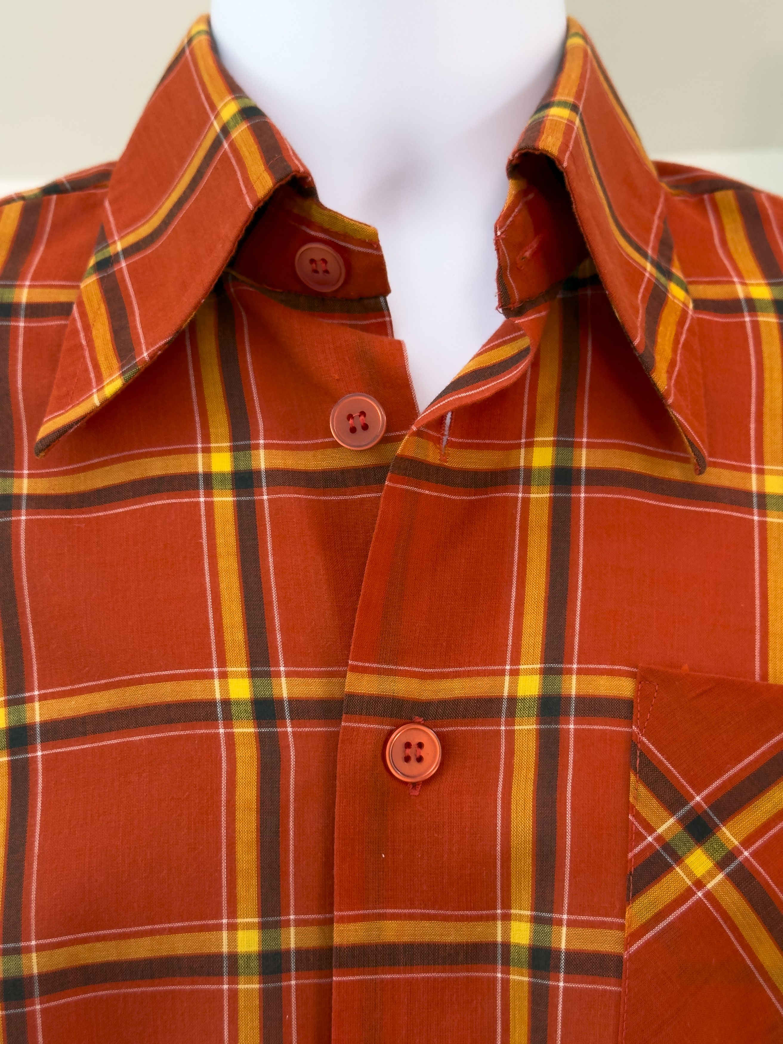 Other Vintage La Chemise Royal Orange Plaid Shirt Size US M / EU 48-50 / 2 - 5 Thumbnail