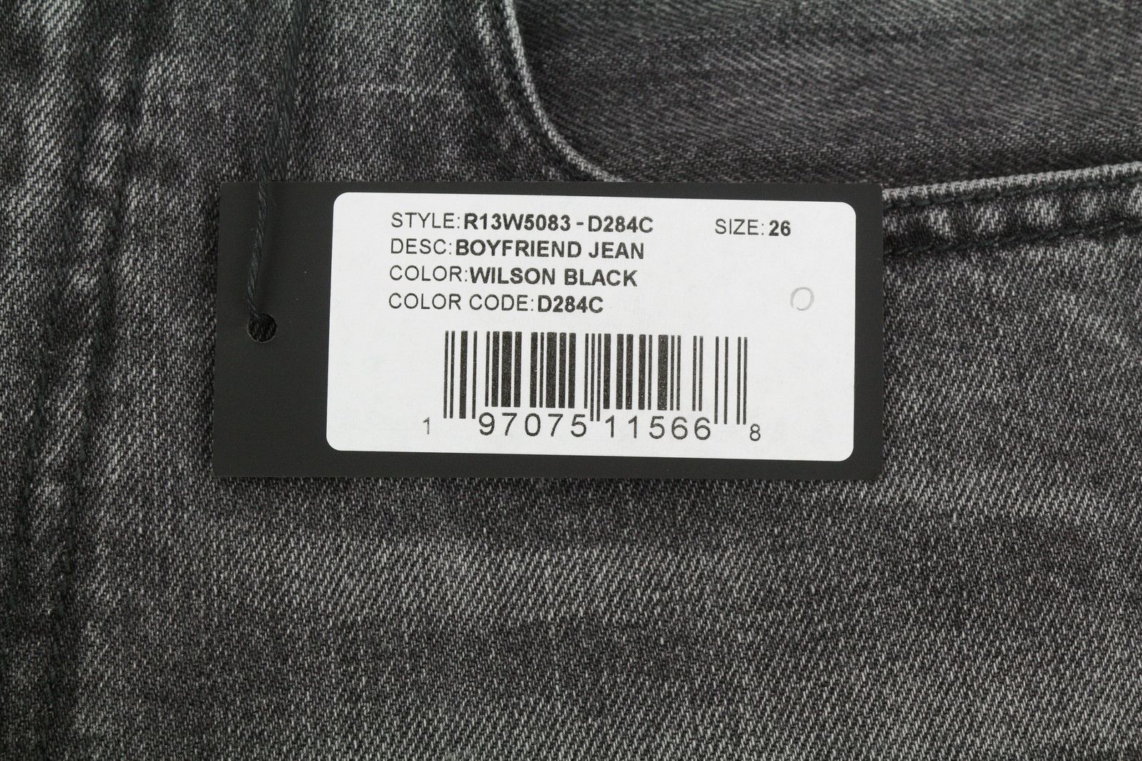 R13 BOYFRIEND 26 Wilson Black Whiskers Faded Zip PS25 86681 Size 26" / US 2 / IT 38 - 7 Thumbnail