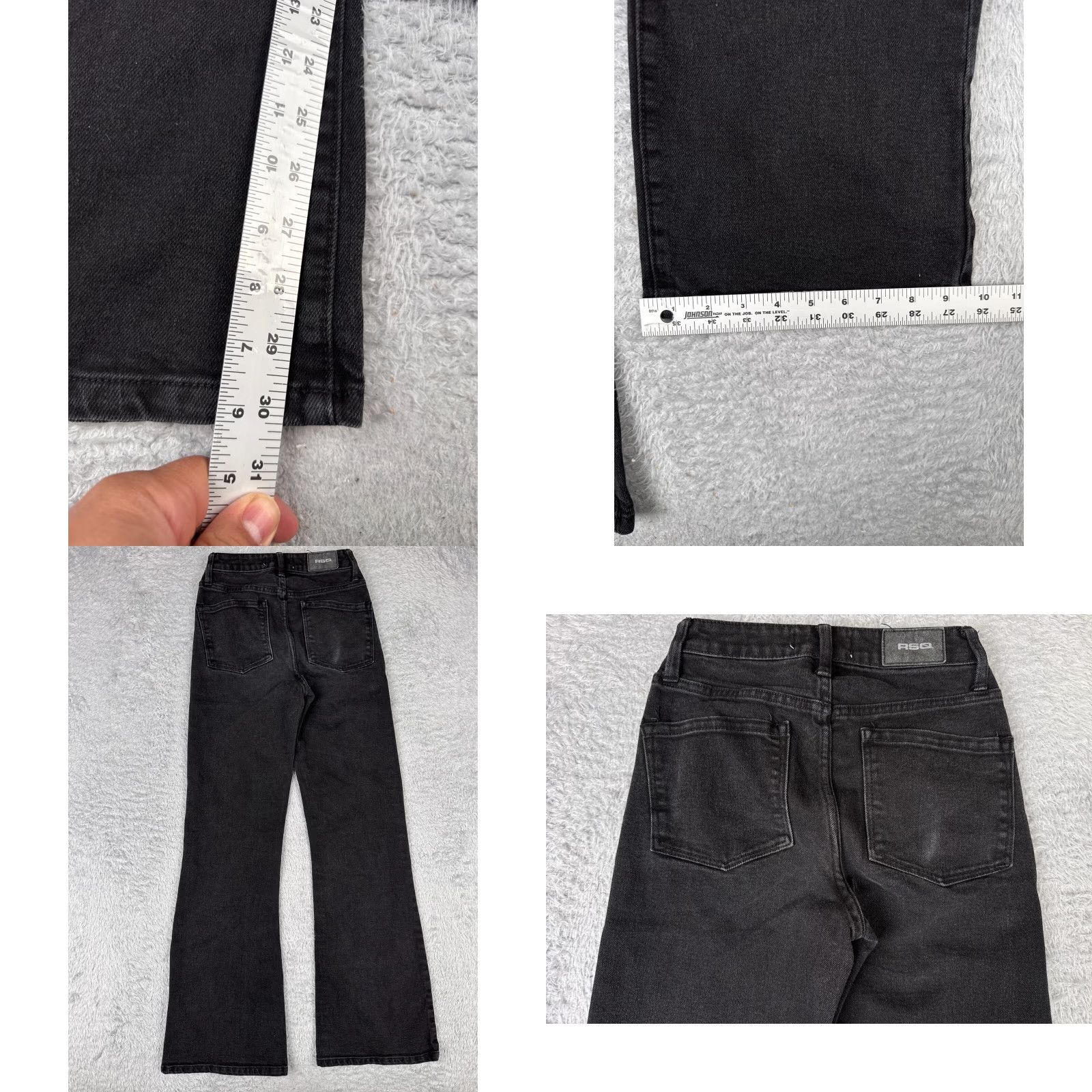 Rsq RSQ Jeans Womens 23 Black Denim Flared High Rise Cotton Blend 23x30 Shirt? Size 40" / US 18 - 9 Thumbnail