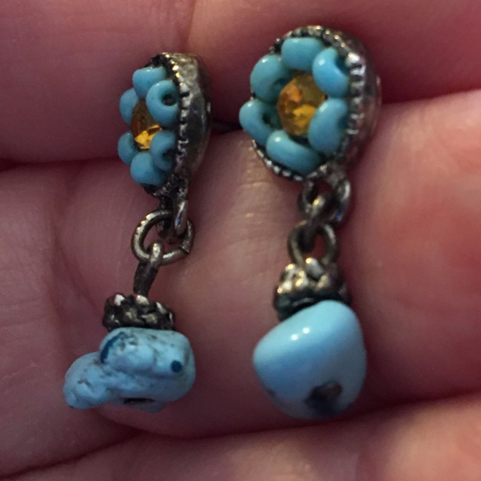 Vintage Vintage faux turquoise dangle pierced earrings Size ONE SIZE - 2 Thumbnail