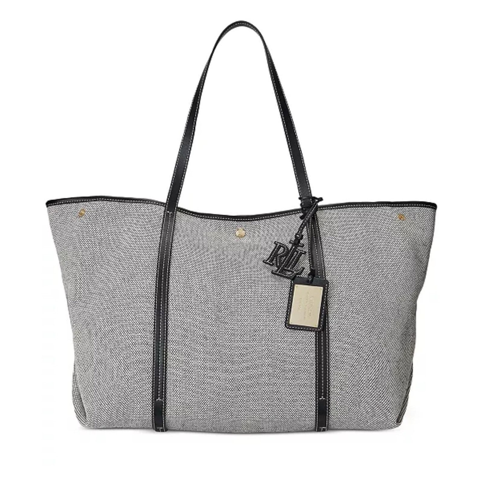 Lauren Ralph Lauren NWT Lauren Ralph Canvas Emerie Extra Large Tote Bag Navy Size ONE SIZE - 11 Thumbnail