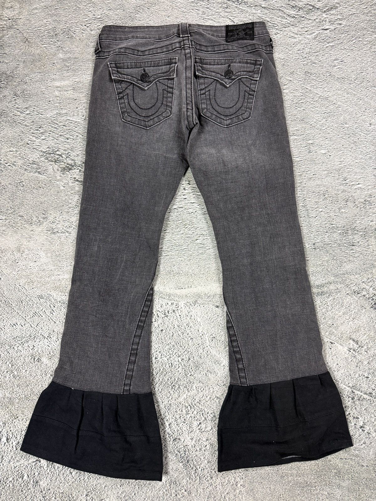True Religion True Religion jeans grey black thick stitching Joey flared Size 29" - 1 Thumbnail