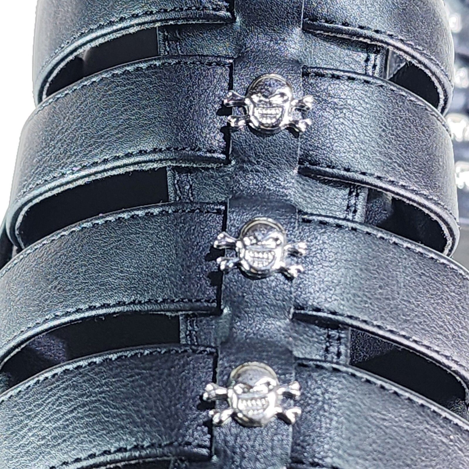 Other Slacker 2" Platform Gothic Sandals with Skull & Cross-Bone S Size US 12 / IT 42 - 6 Thumbnail