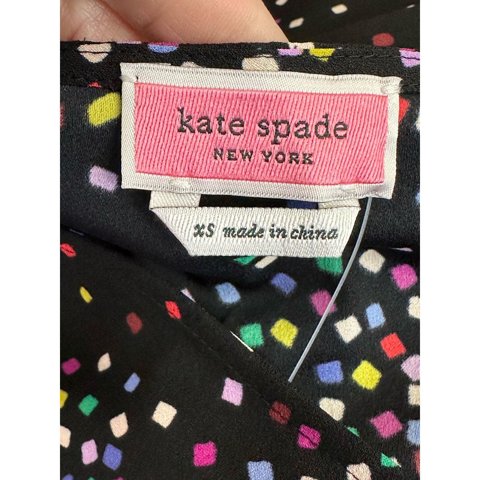 Kate Spade Kate Spade Black Confetti Cheer Short Sleeves Blouse size XS Size XS / US 0-2 / IT 36-38 - 3 Thumbnail