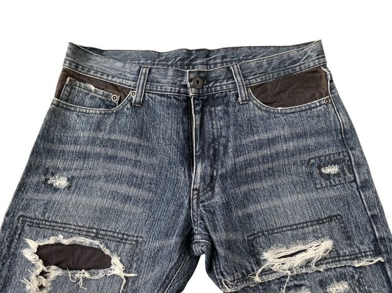 Isamu Katayama Backlash Vintage Disterssed Leather Patch Denim Size US 32 / EU 48 - 4 Thumbnail