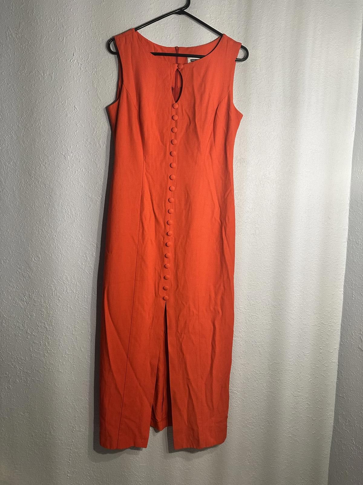 Designer VINTAGE Dani Max Orange Button-Up Maxi Dress Size M / US 6-8 / IT 42-44 - 3 Thumbnail