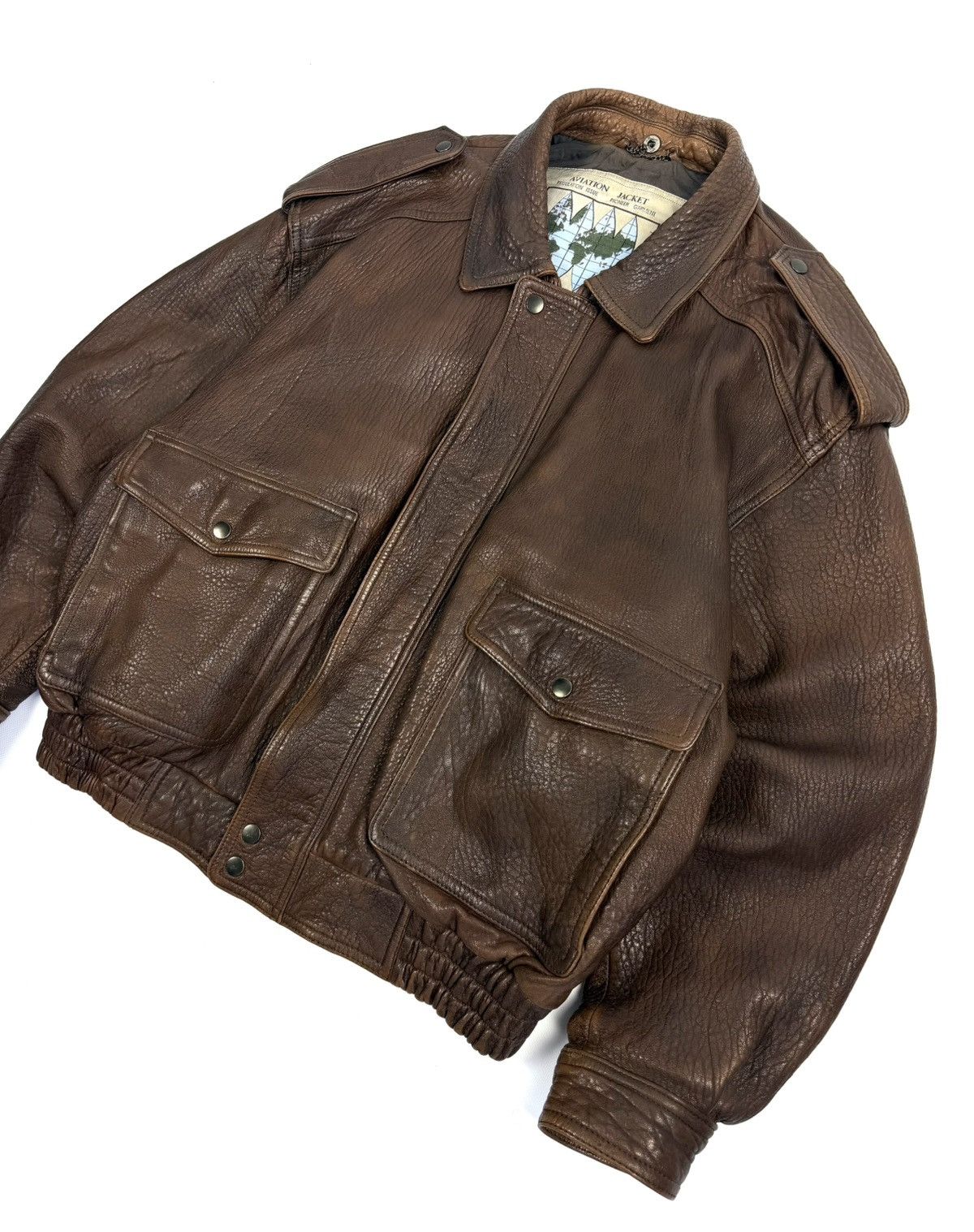 Japanese Brand St Michael Vintage Leather Aviation Bomber Jacket Japanese Size US L / EU 52-54 / 3 - 9 Thumbnail