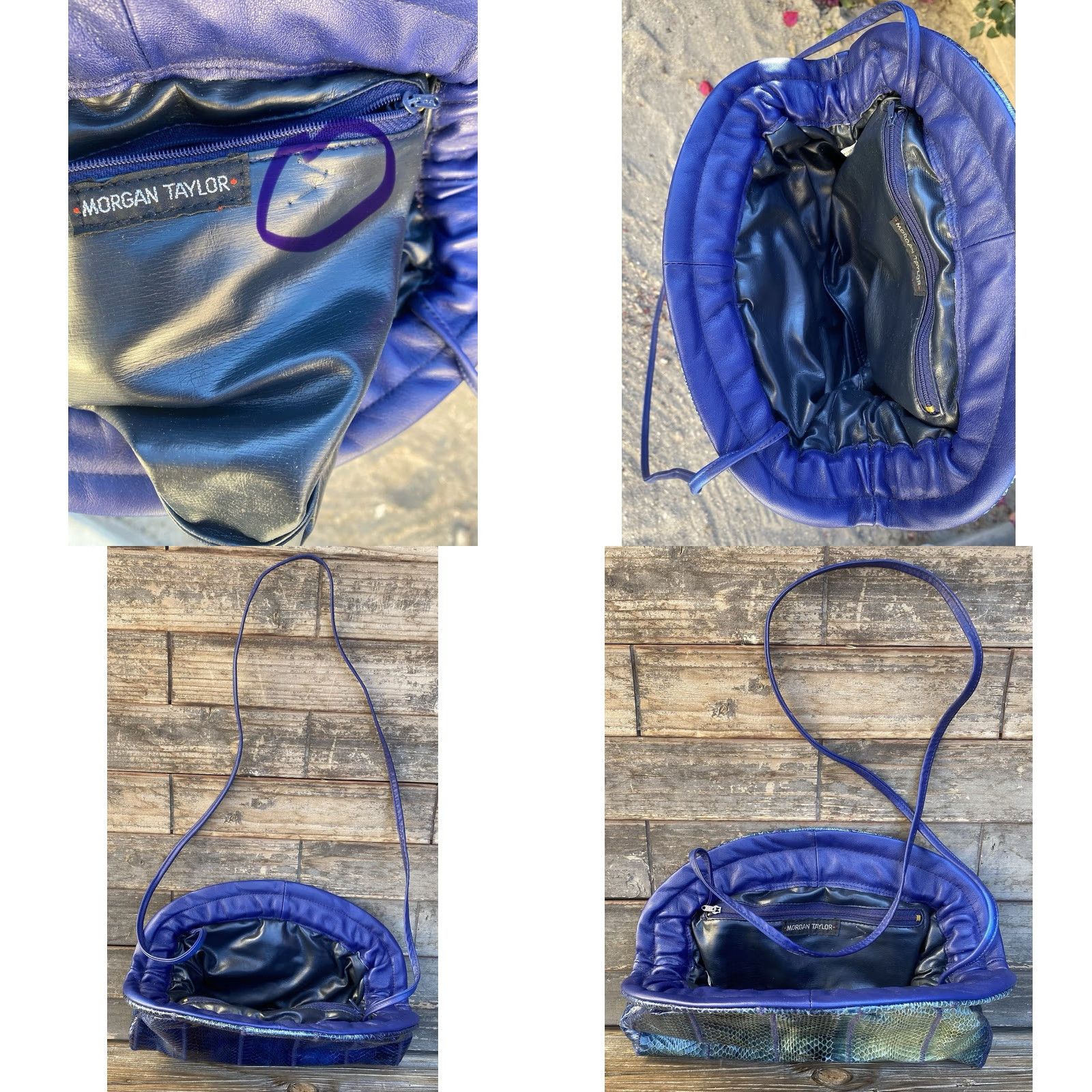 Vintage VINTAGE Morgan Taylor Leather Snakeskin Handbag Blue Purse Bag Womens Shoulder Bag 1980s Glitter Size ONE SIZE - 11 Thumbnail
