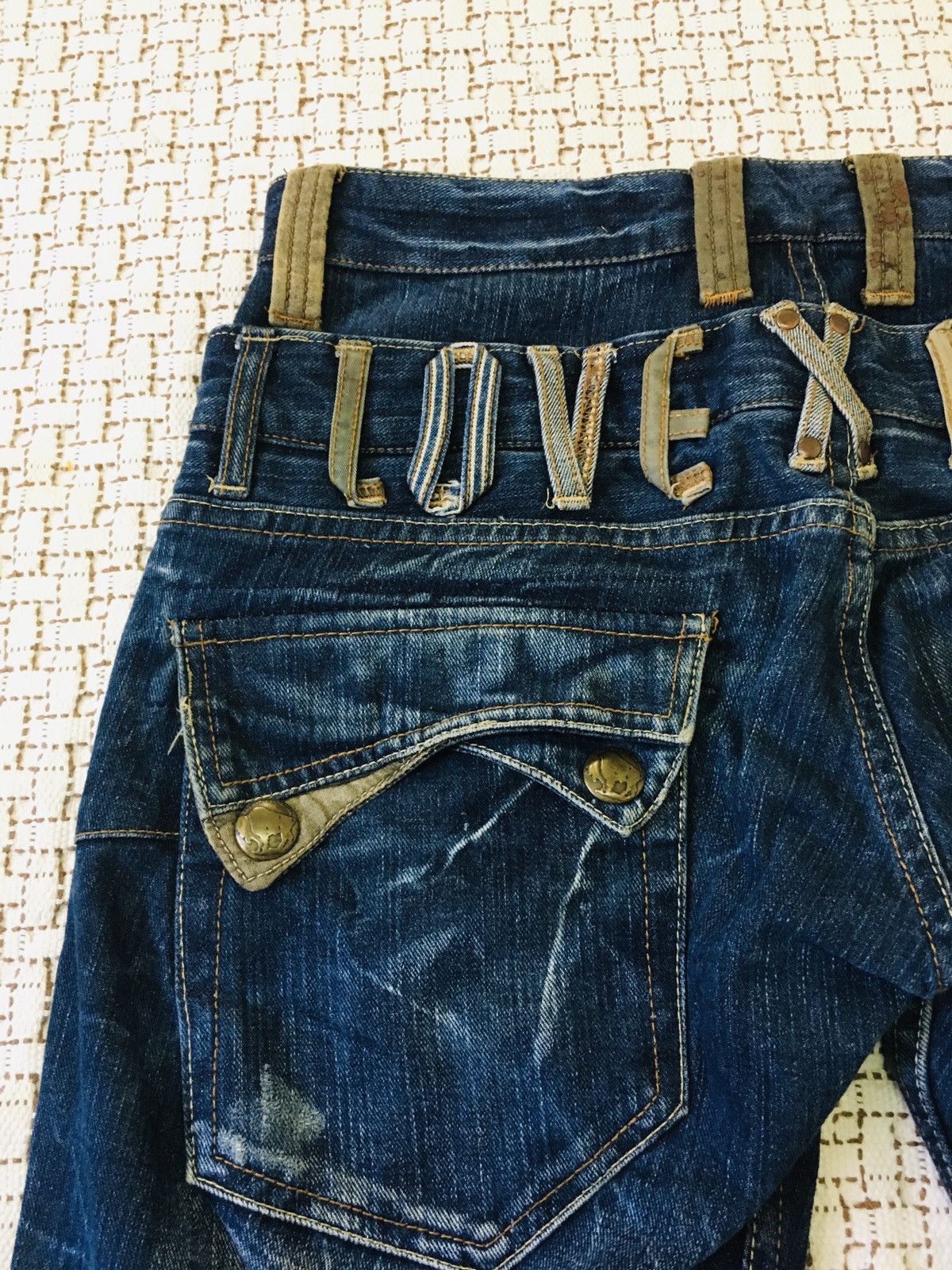 Japanese Brand × PPFM Dominate Love Rock Double Waist Handcrafted Jeans (17) Size US 32 / EU 48 - 15 Thumbnail