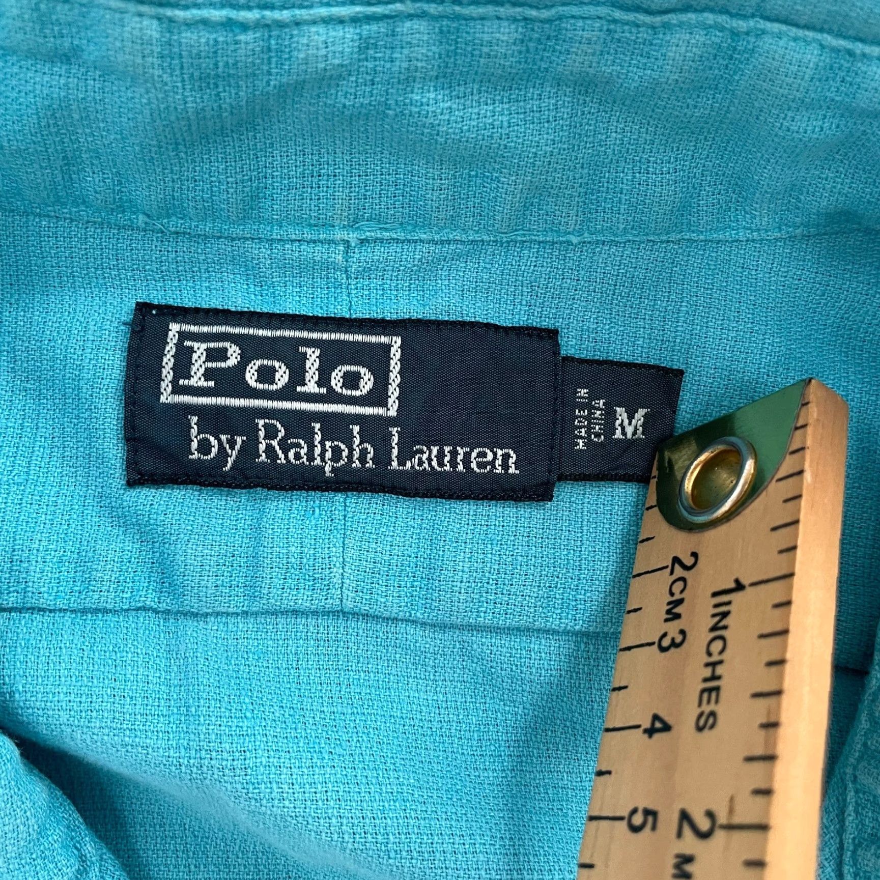 Polo Ralph Lauren VINTAGE Polo Ralph Lauren Shirt Men Adult Medium Blue Linen Cotton Button-Up Short Sleeve M Blue Polo Shirt 90s Mens Size US M / EU 48-50 / 2 - 4 Thumbnail
