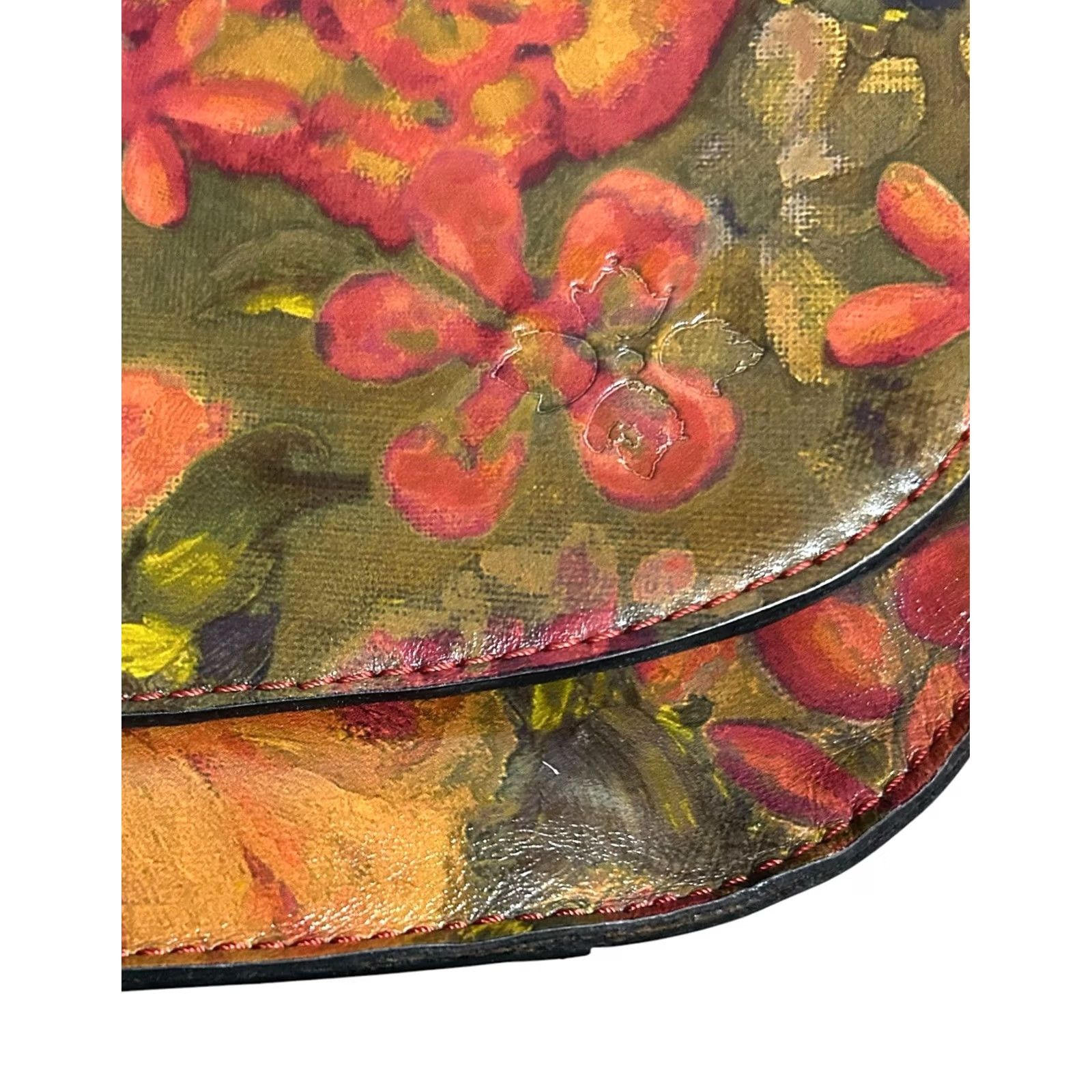 Patricia Nash Patricia Nash Vilette Leather Chain-Link Crossbody Purse Bag Floral Oil Painting Handbag Womens Small Multicolor Leather Crossbody Bag Size ONE SIZE - 5 Thumbnail