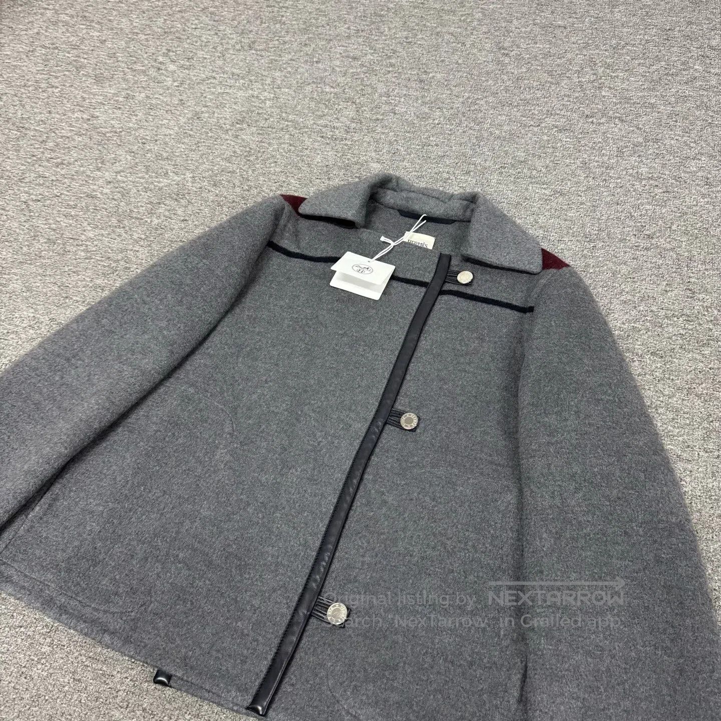 Hermes Hermes Gray leather-faced short cashmere jacket| Size S / US 4 / IT 40 - 3 Thumbnail