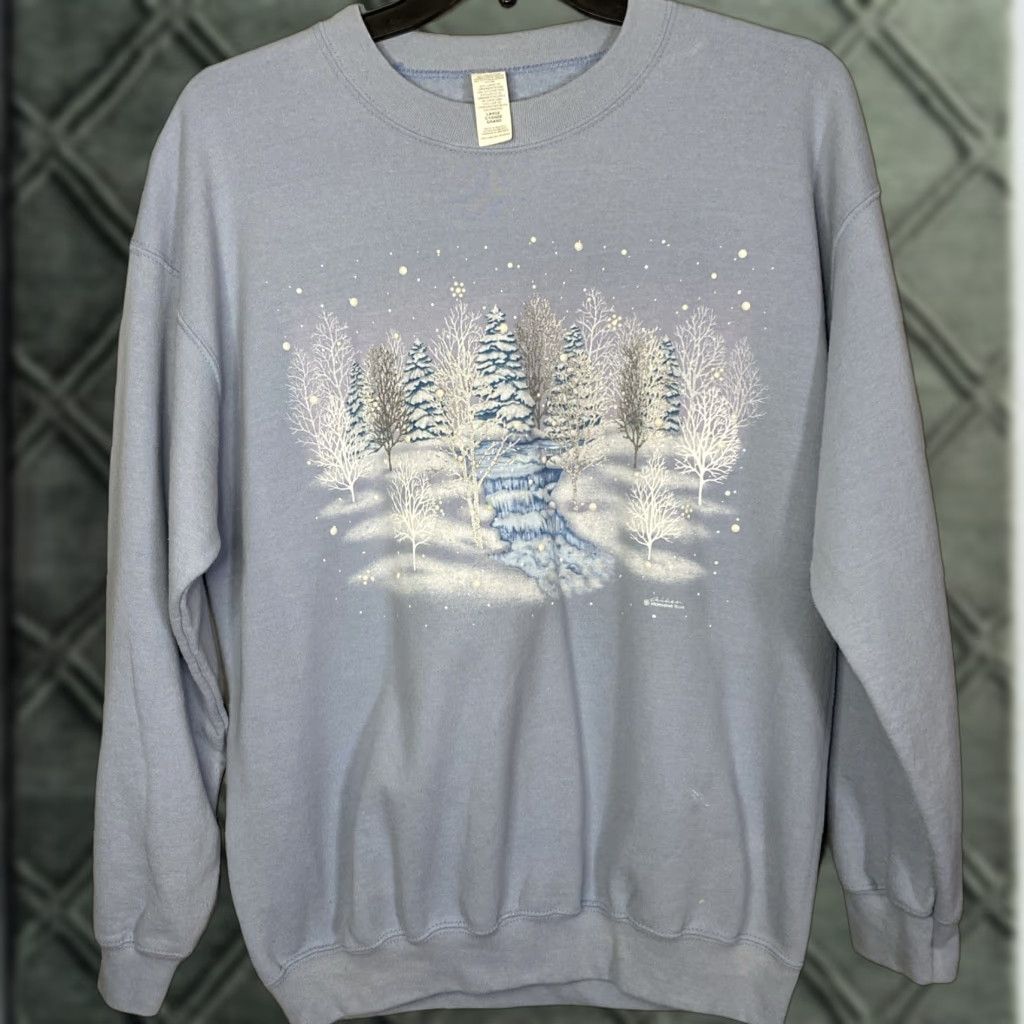 Vintage VINTAGE Morning Sun Sweater Women's Pullover Christmas Winter Blue L Adult? Size L / US 10 / IT 46 - 1 Thumbnail