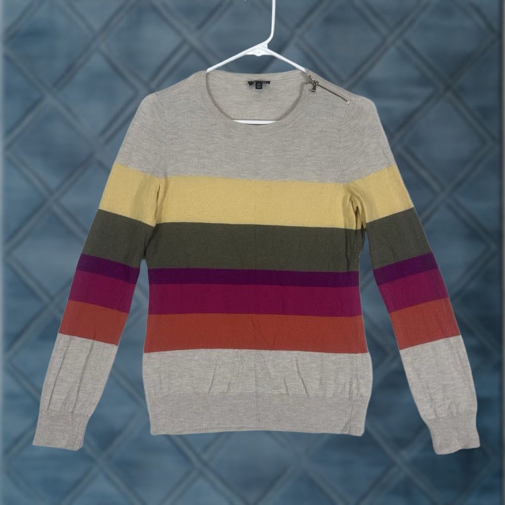 Talbots Talbots Colorblock Crew Neck Lightweight Lambswool Blend Sweater XS Women Long Sleeve Gray Size XS / US 0-2 / IT 36-38 - 1 Thumbnail