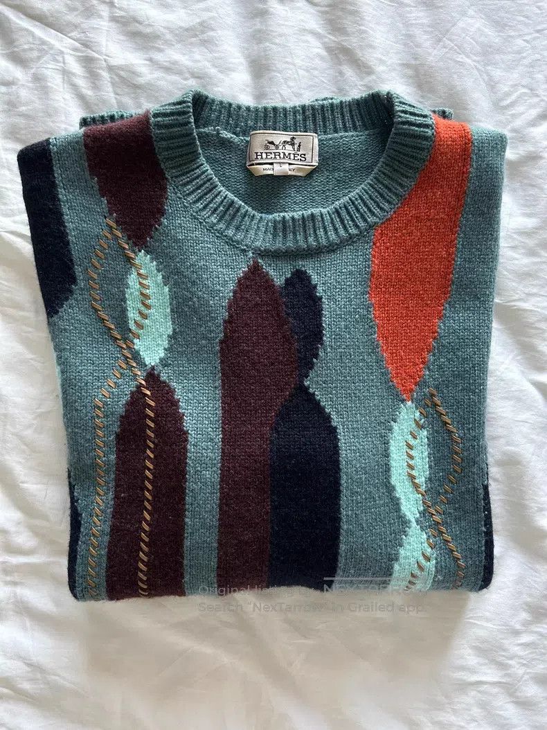Hermes Hermes Men's Sweater, Cashmere with Leather Weaving Decora Size US L / EU 52-54 / 3 - 1 Thumbnail