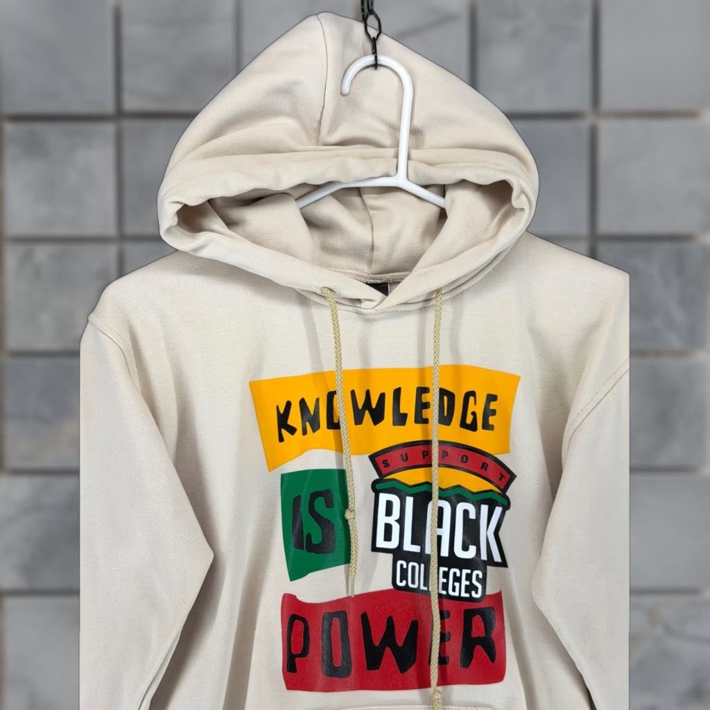 Vintage Support Black Colleges Hoodie Tan Knowledge Is Power S Small Mens Size US S / EU 44-46 / 1 - 1 Thumbnail