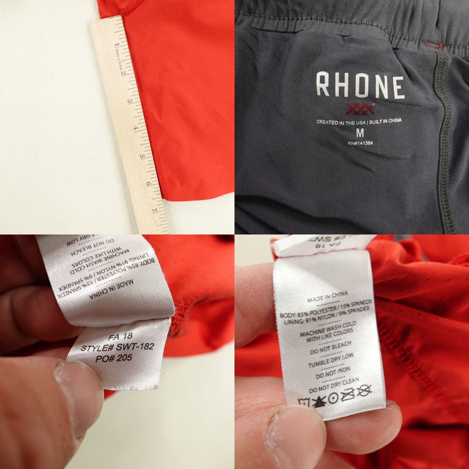 Rhone Rhone Shorts Mens Medium Red Lined Performance Training Run Quick Dry Pockets Athletic Workout Joggers Size US 31 - 8 Thumbnail