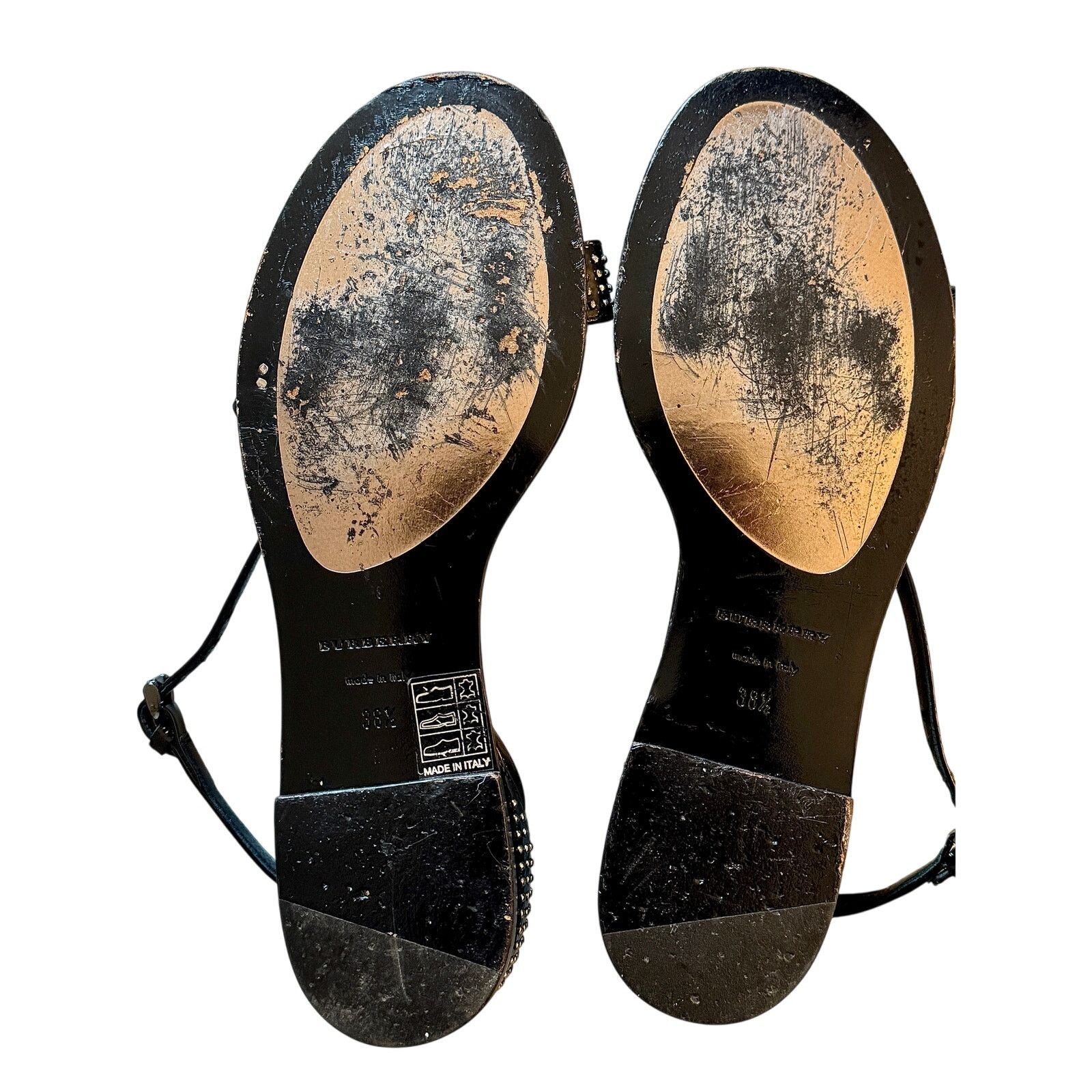 Burberry Burberry Black Patent Leather Strappy Studded Sandals - Size US 8 / IT 38 - 6 Thumbnail