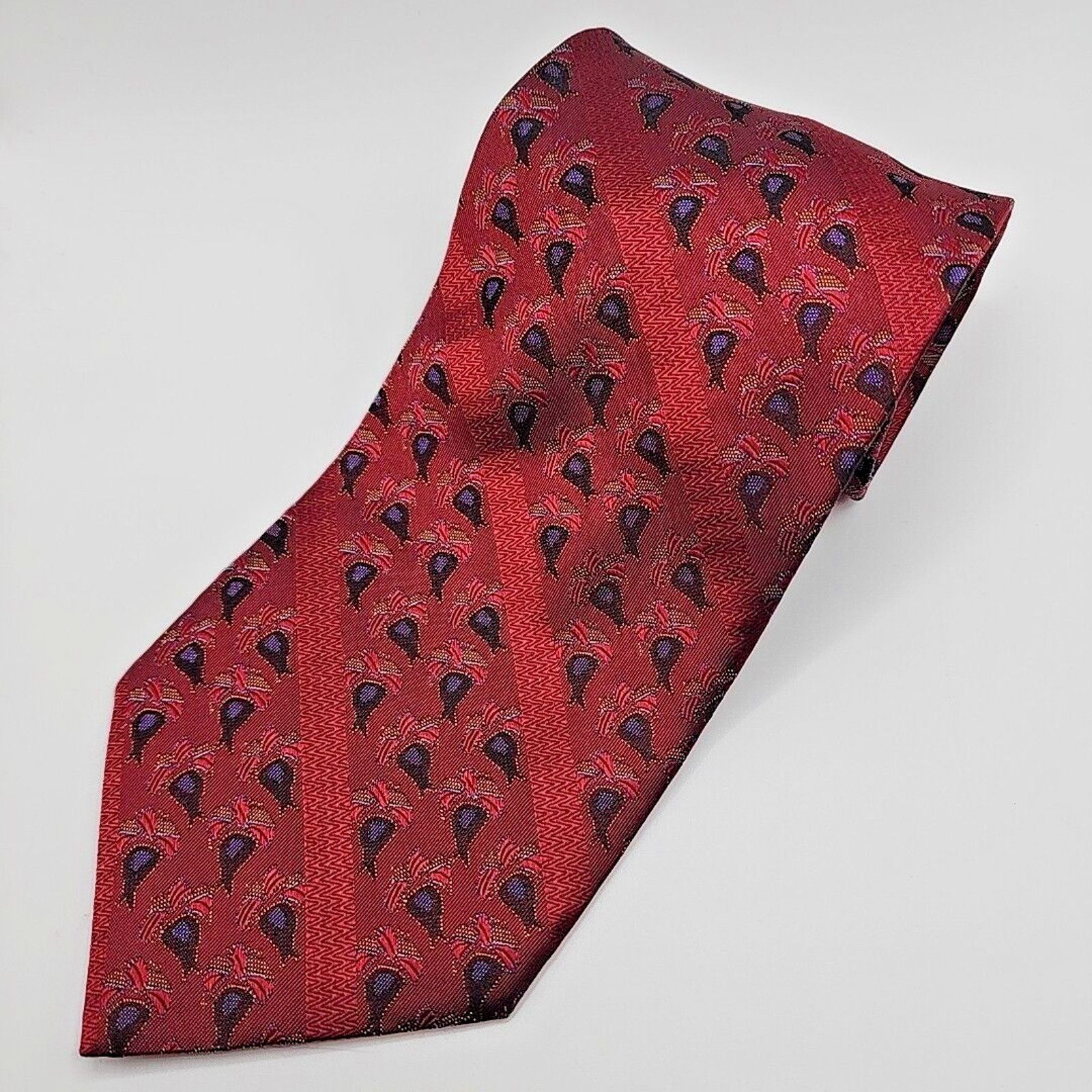 Other Ferrell Reed Silk Jacquard Necktie - Red w Stripes- Like New Size ONE SIZE - 4 Thumbnail