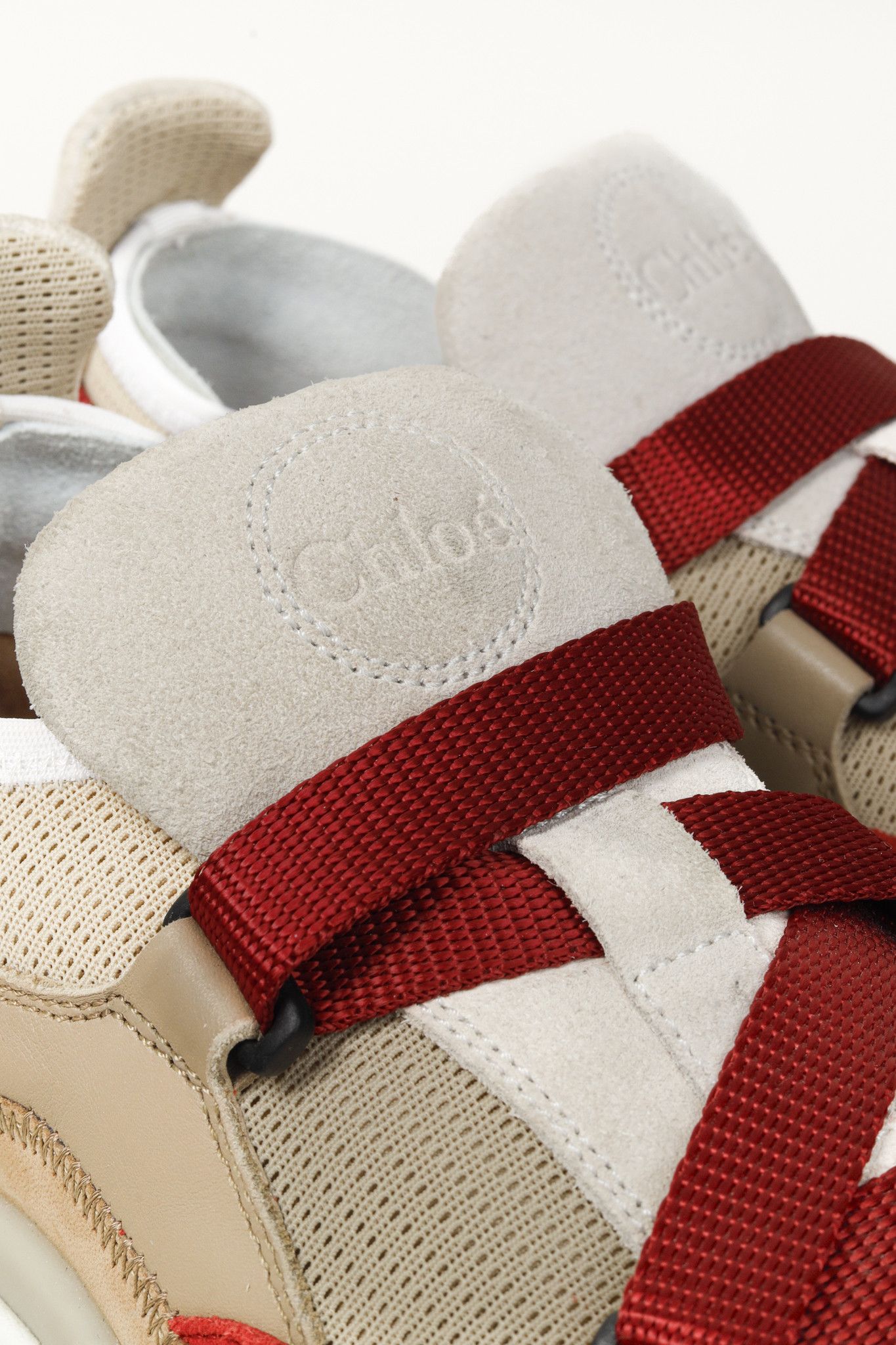 Chloe Chloe Sonnie Beige Leather Red Strap Trainers Size US 7 / IT 37 - 7 Thumbnail