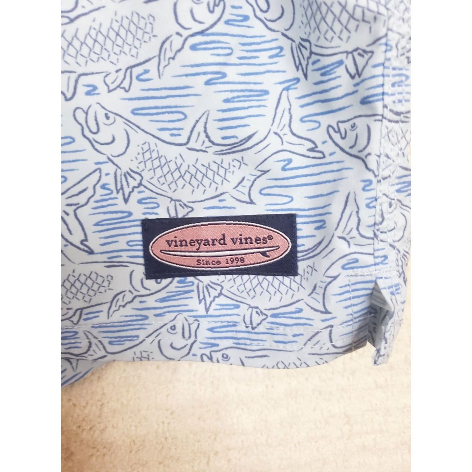 Vineyard Vines Vineyard Vines Mens Trunks Blue Lined All Over Pattern Fish Tarpon 2XL Size US 39 - 5 Thumbnail