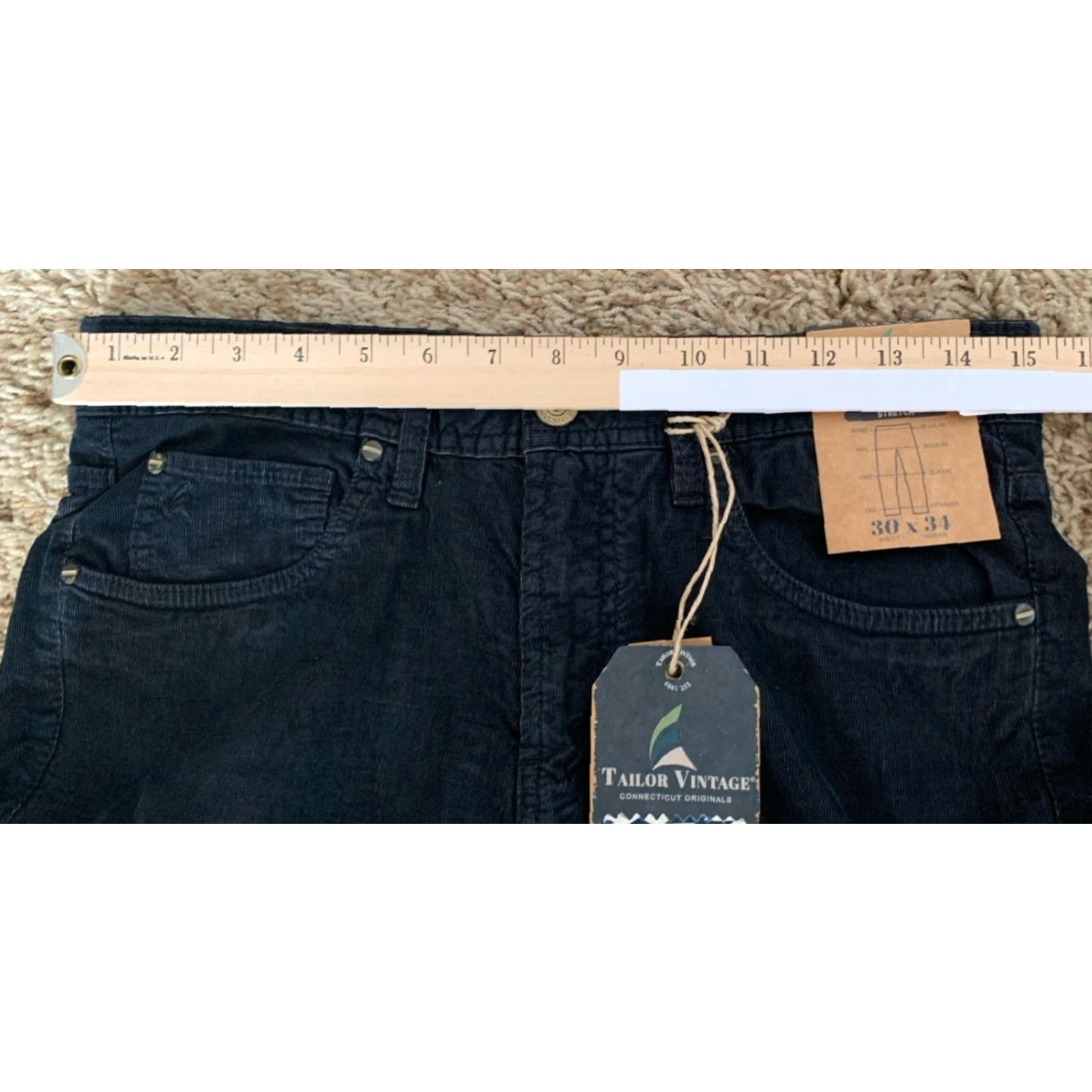 Vintage Tailor Vintage Pants Straight Navy Blue 30x34 Cotton Corduroy Men Regular Belt Loops 5-Pocket NWT Size US 30 / EU 46 - 4 Thumbnail