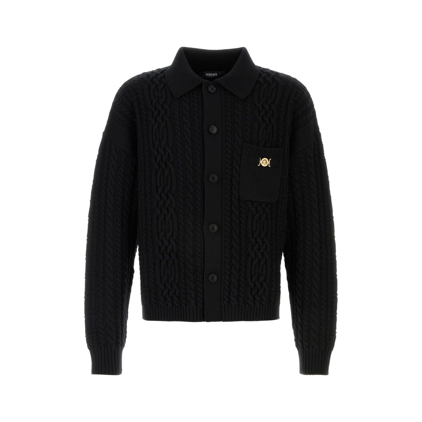 Versace VERSACE Black Wool Cardigan New & Authentic (Men's size:XL;) Size US XL / EU 56 / 4 - 1 Thumbnail