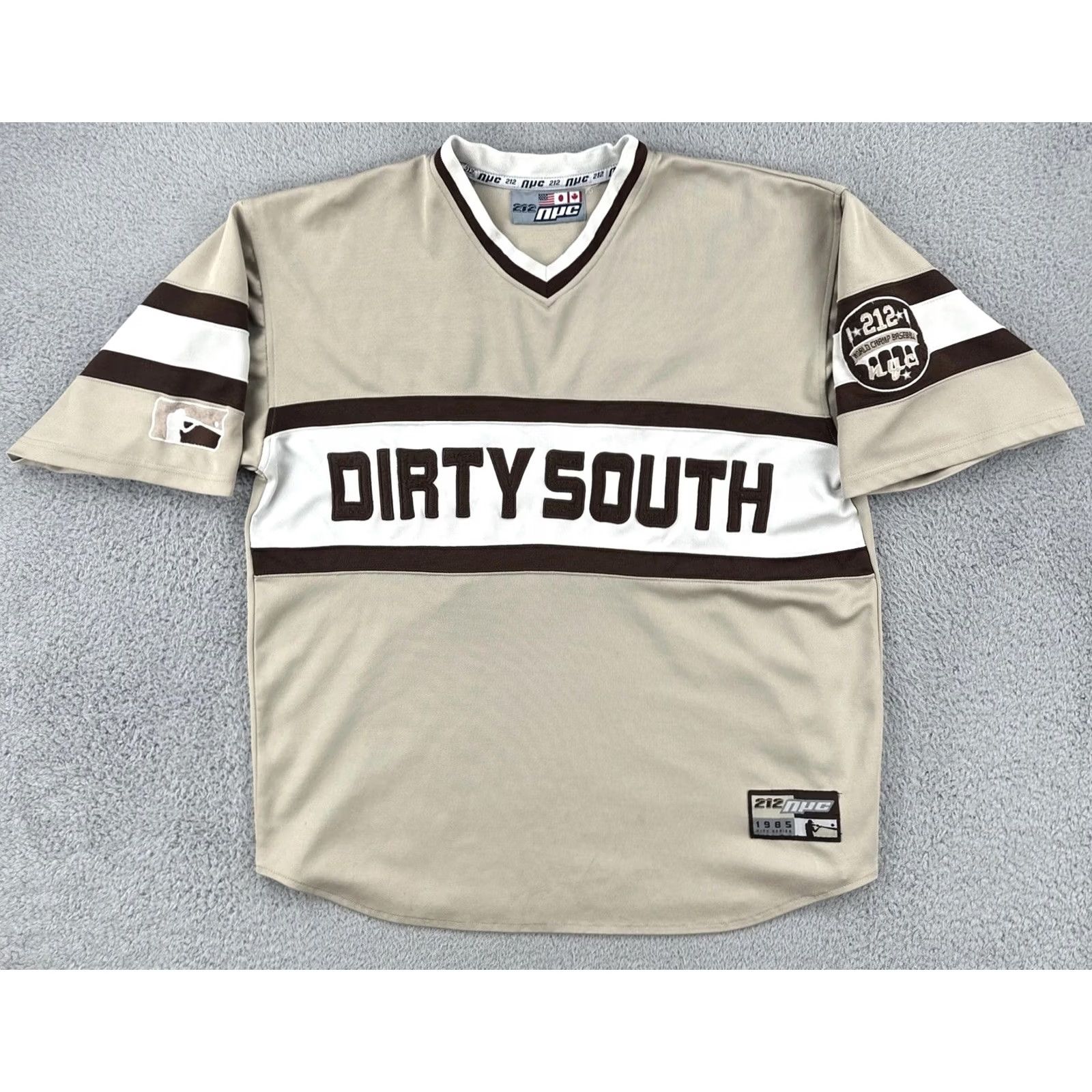 Vintage VINTAGE 212 NYC 90s Y2K Baseball Jersey Two Tone Brown Unisex Adults XL Dirty South Short Sleeve Pullover Jersey Mens Womens Size US XL / EU 56 / 4 - 2 Thumbnail