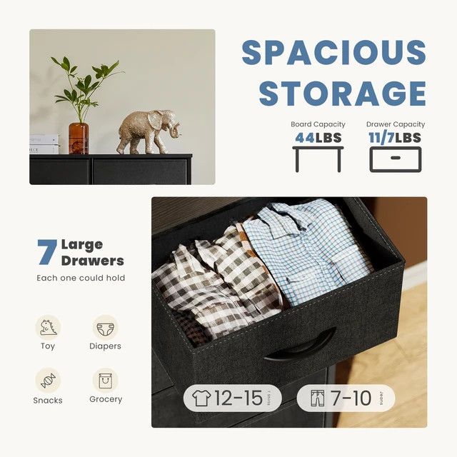 Other 7 Fabric Drawers Organizer Storage Closet Chest Size ONE SIZE - 5 Thumbnail