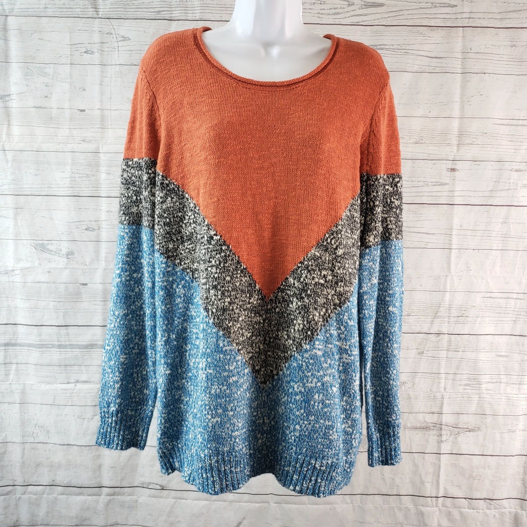 Life is Good Life is Good Womens Pullover Sweater L Orange Long Sleeve Cotton Blend Size L / US 10 / IT 46 - 2 Thumbnail