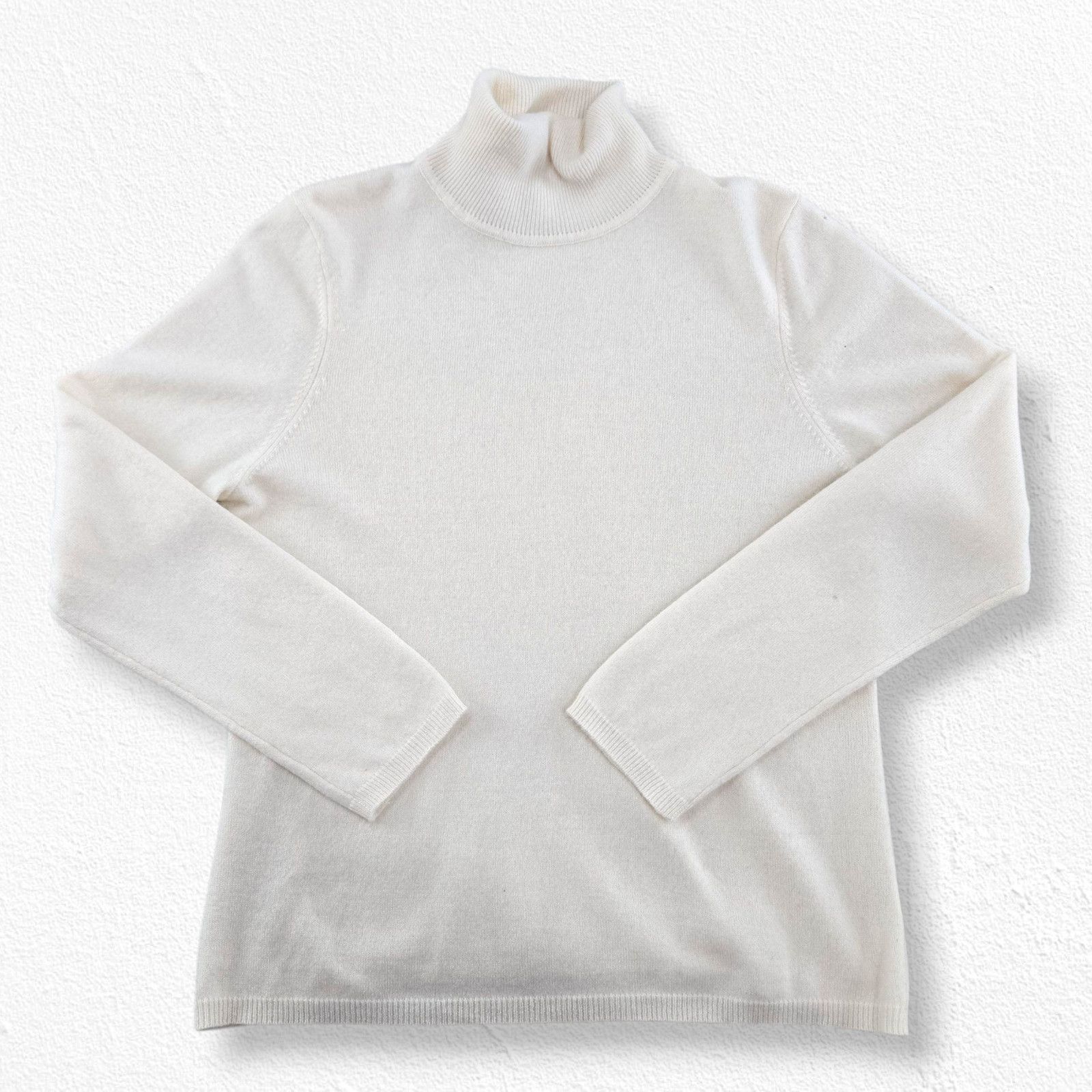Vintage Y2K Ivory Cashmere Turtleneck Sweater Large Size L / US 10 / IT 46 - 3 Thumbnail