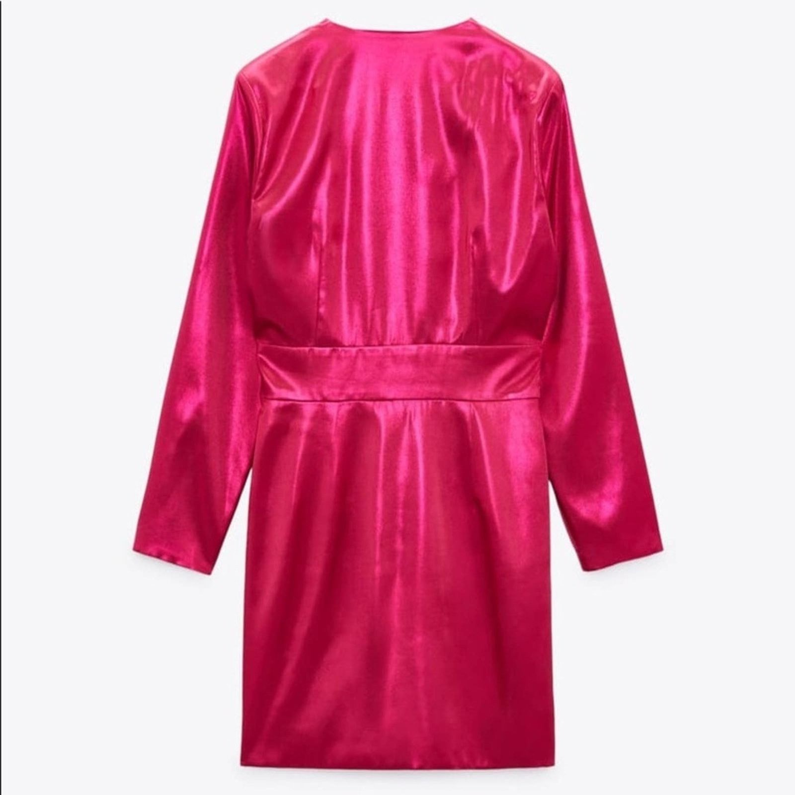 Zara ZARA BLOGGER FAVORITE LAMINATED MINI DRESS FUCHSIA Size M / US 6-8 / IT 42-44 - 13 Thumbnail
