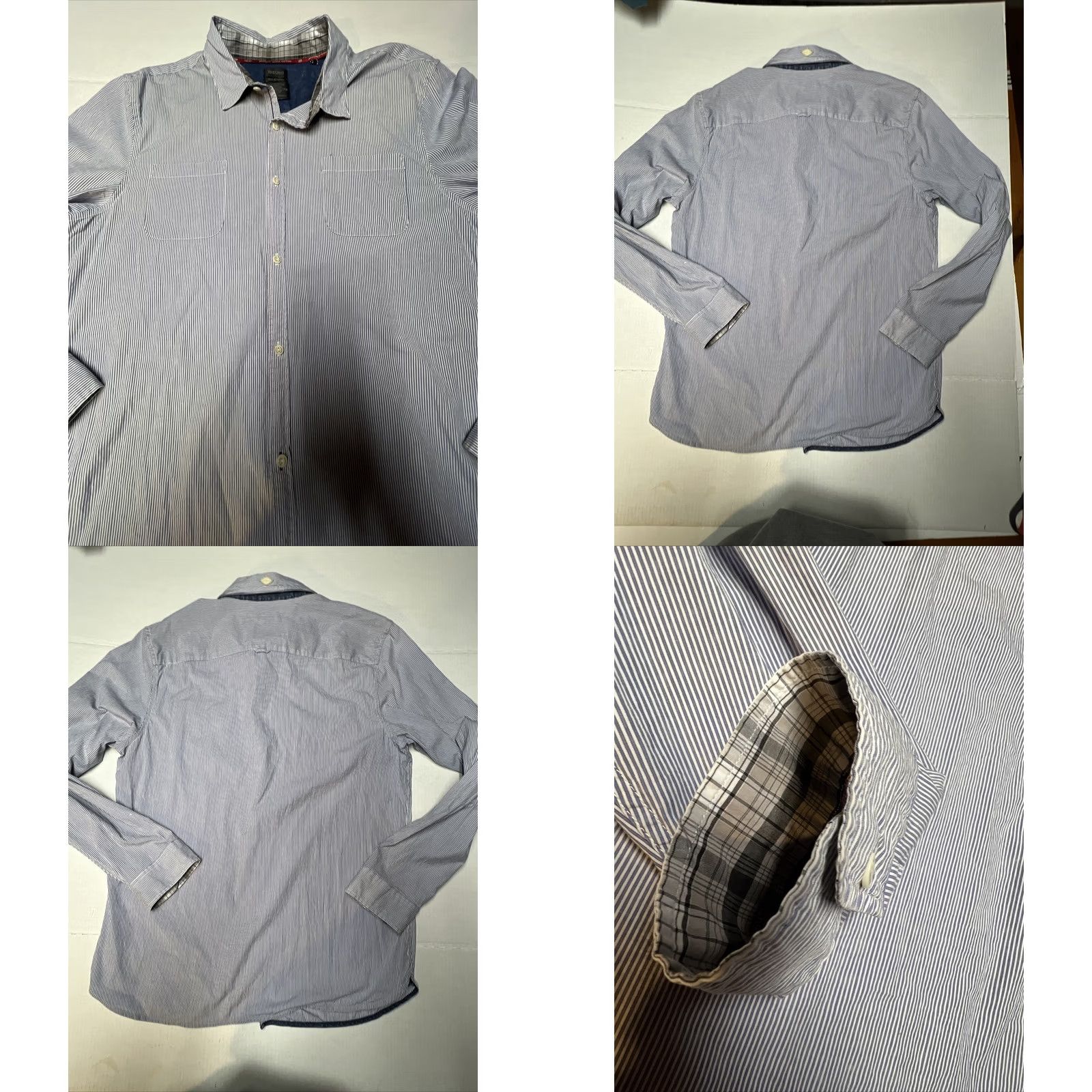 Buffalo David Bitton Buffalo David Bitton Shirt Men’s XXL Blue White Pinstriped Savior X Slim Stretch Button Up Long Sleeve Size US XXL / EU 58 / 5 - 8 Thumbnail