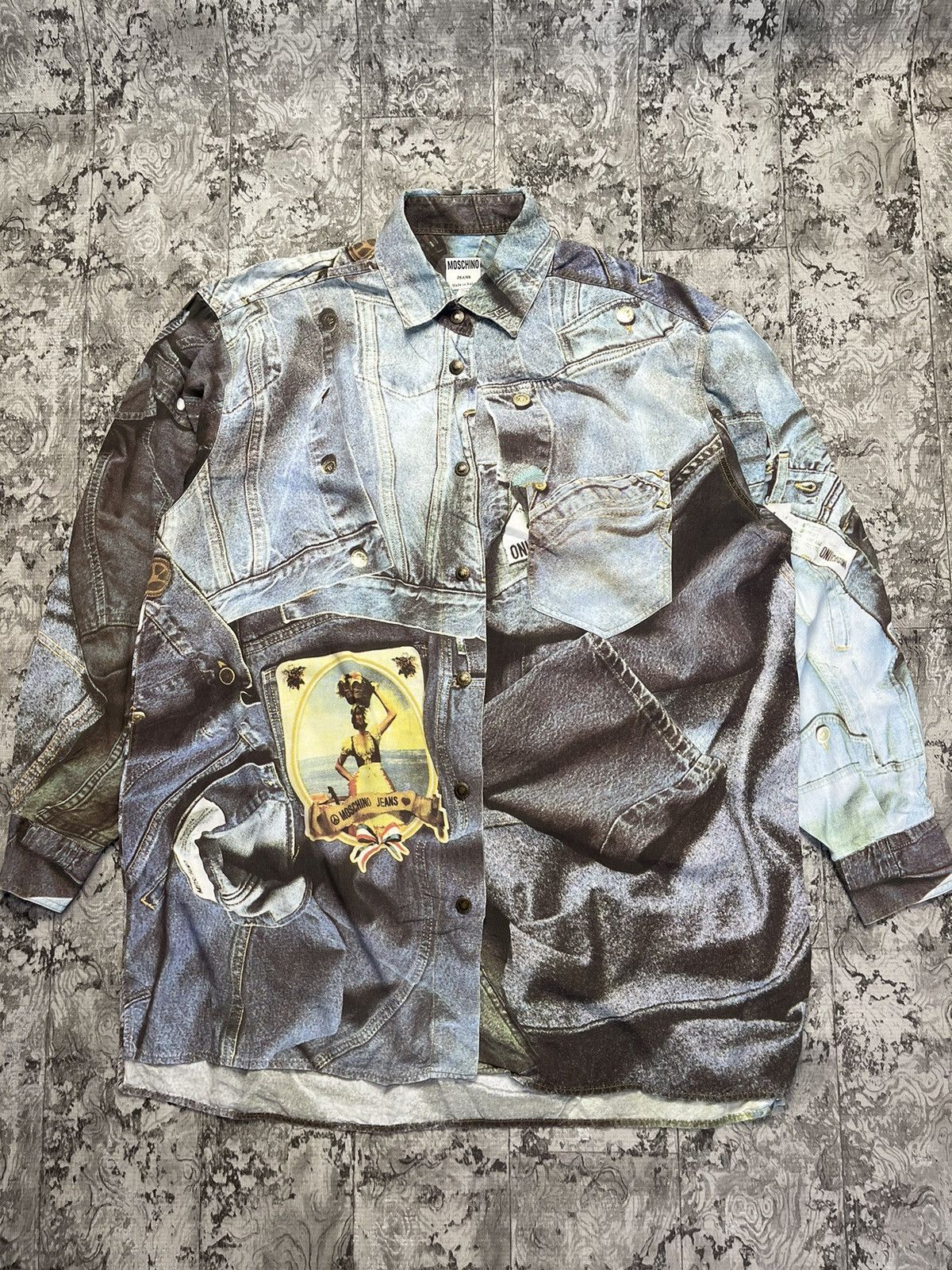 Vintage 90s Moschino Jeans Full Print Shirt Size S