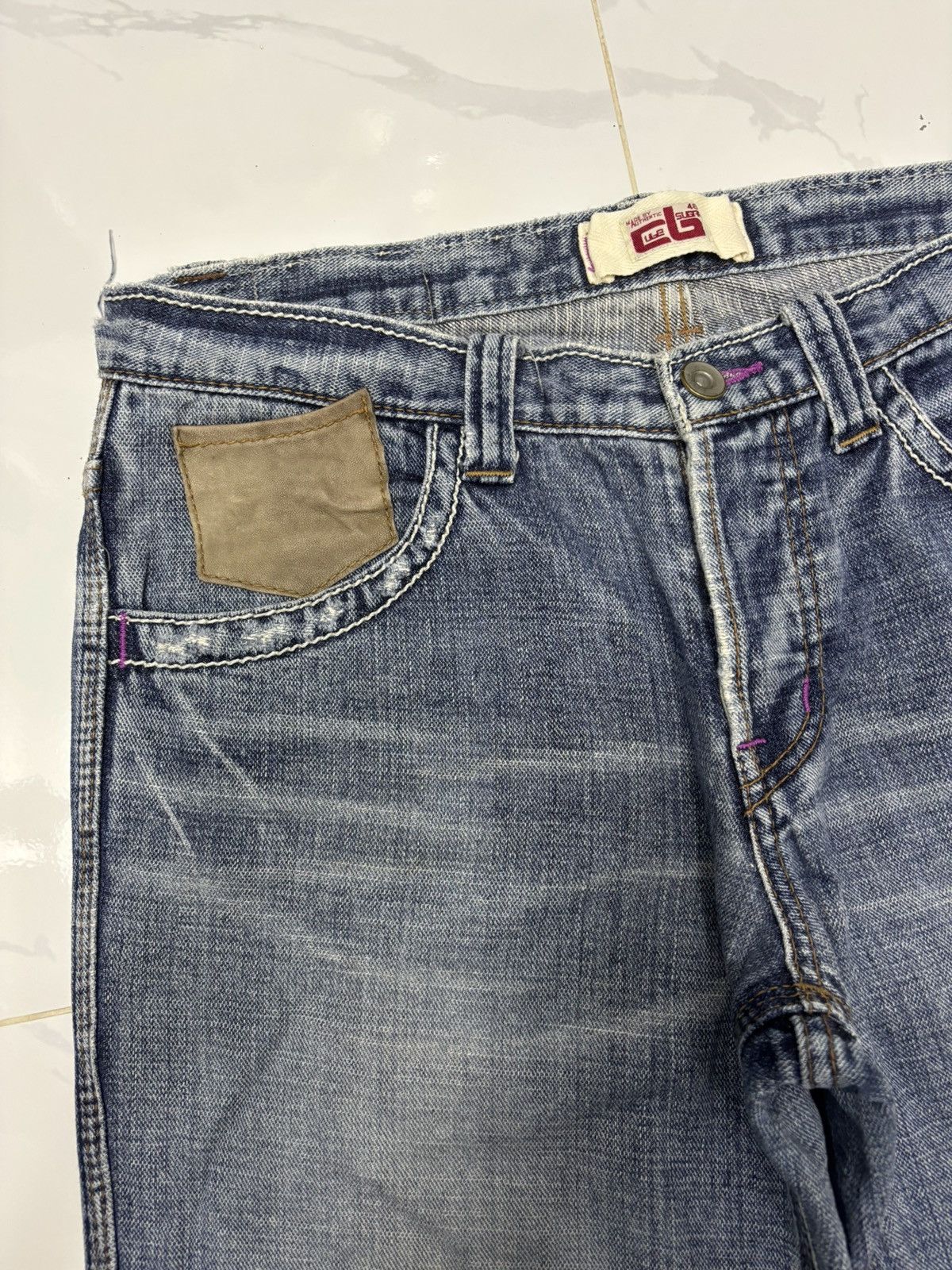 Hysteric Glamour × Le Grande Bleu (L.G.B.) × Tornado Mart Vintage Japanese Rare Pocket Double Cube Sugar Distress Jean Size US 31 - 11 Thumbnail