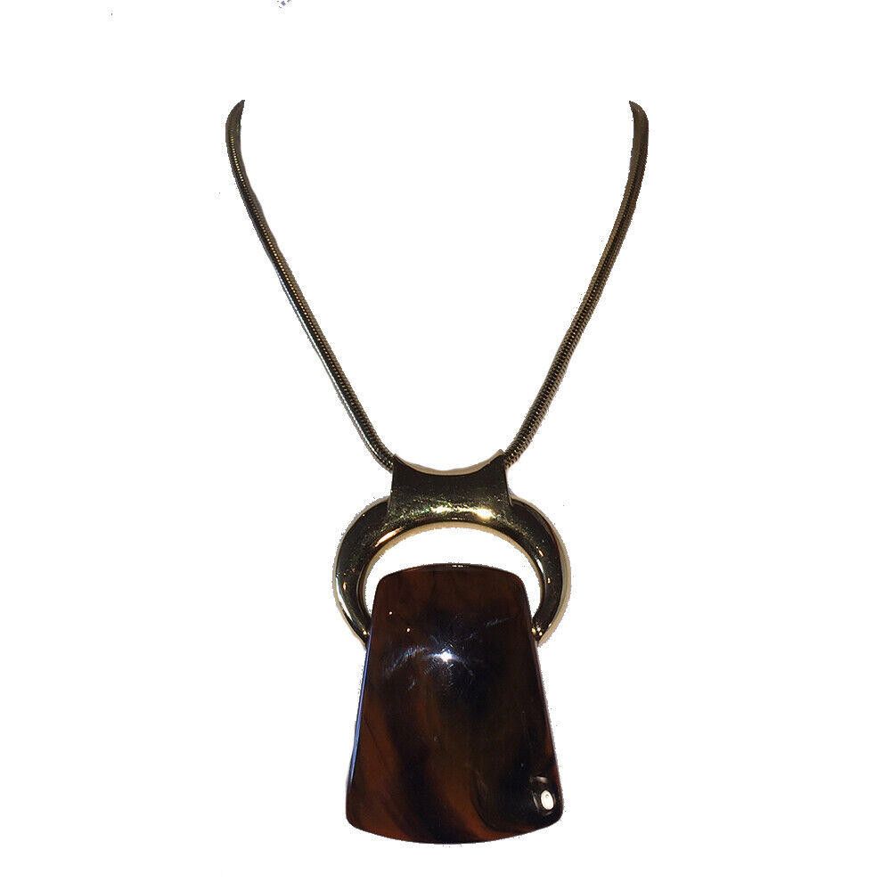 Lanvin Snake Chain Bakelite Brown Pendant Necklace Kiera Knightly Size ONE SIZE - 1 Thumbnail