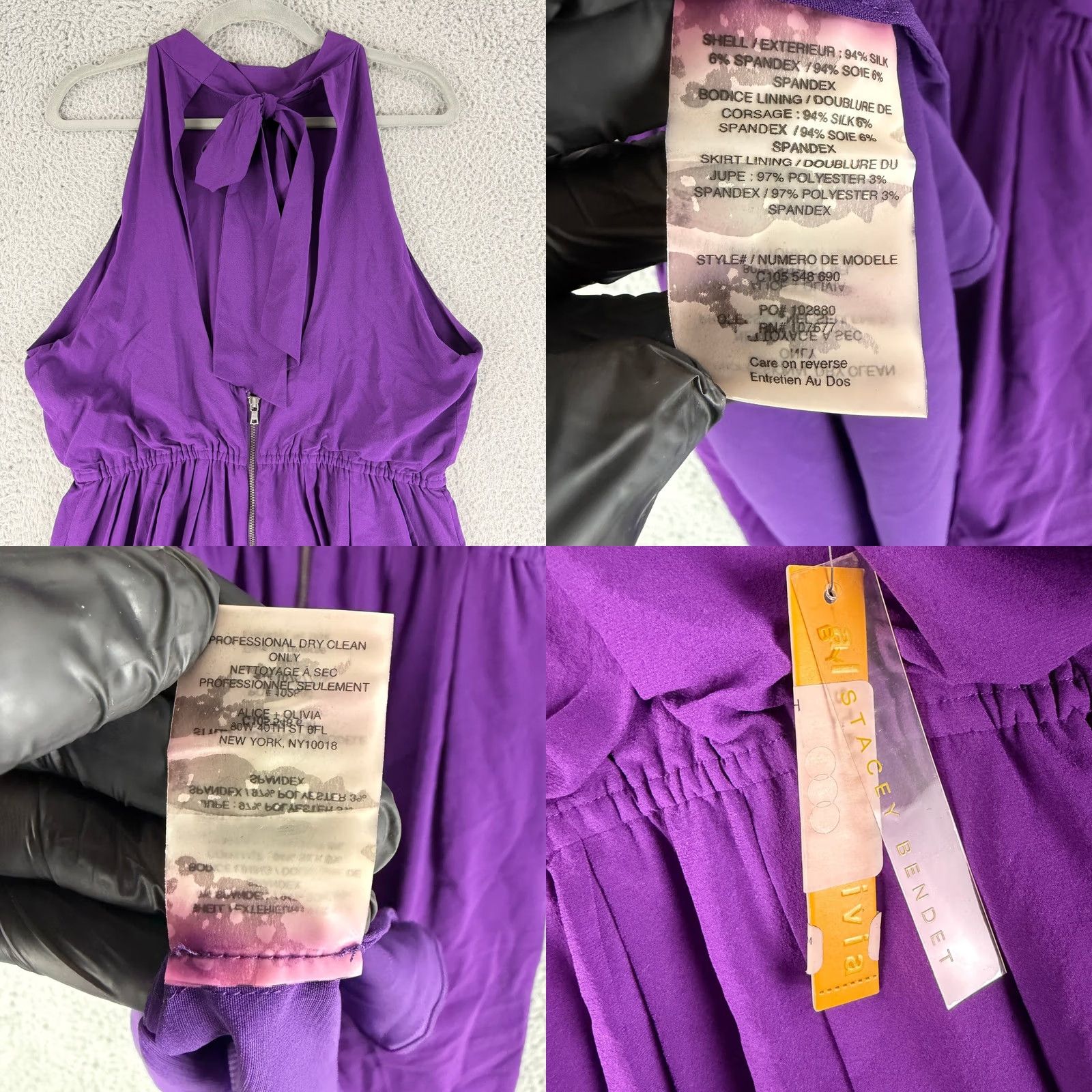 Alice + Olivia Alice + Olivia Debbie Dress Womens M Purple Silk Blend Halter Neck Size M / US 6-8 / IT 42-44 - 8 Thumbnail