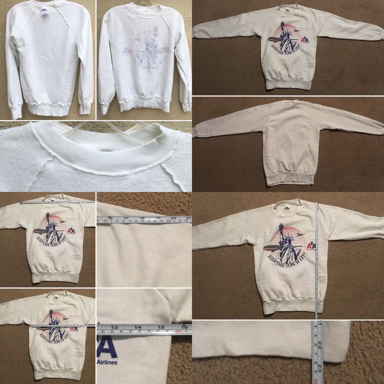 Vintage VINTAGE Pro Knit Sweatshirt Shirt S White Graphic Print USA Transportation Statue Of Liberty 80s 1980s Mens Boys Womens Size US S / EU 44-46 / 1 - 8 Thumbnail