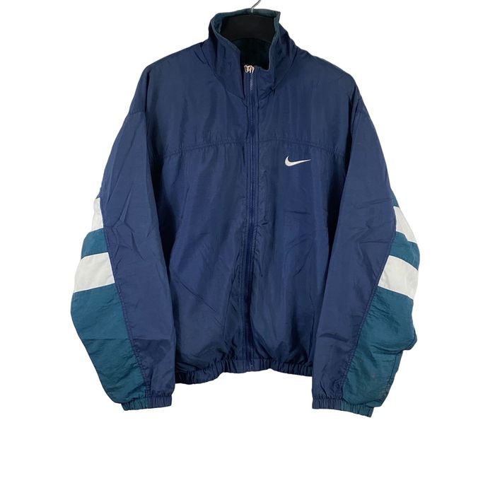 Nike Vintage Nike Swoosh Full Zip Windbreaker Jacket Navy Blue Si | Grailed