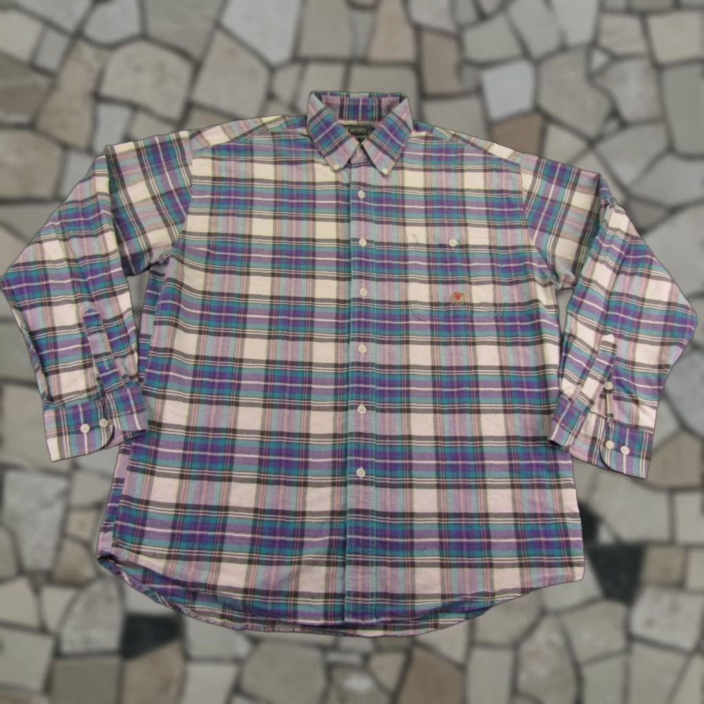 Wrangler VINTAGE Wrangler Shirt Mens Large Purple Turquoise Plaid Twenty X 20X Button Up Western Size US L / EU 52-54 / 3 - 1 Thumbnail
