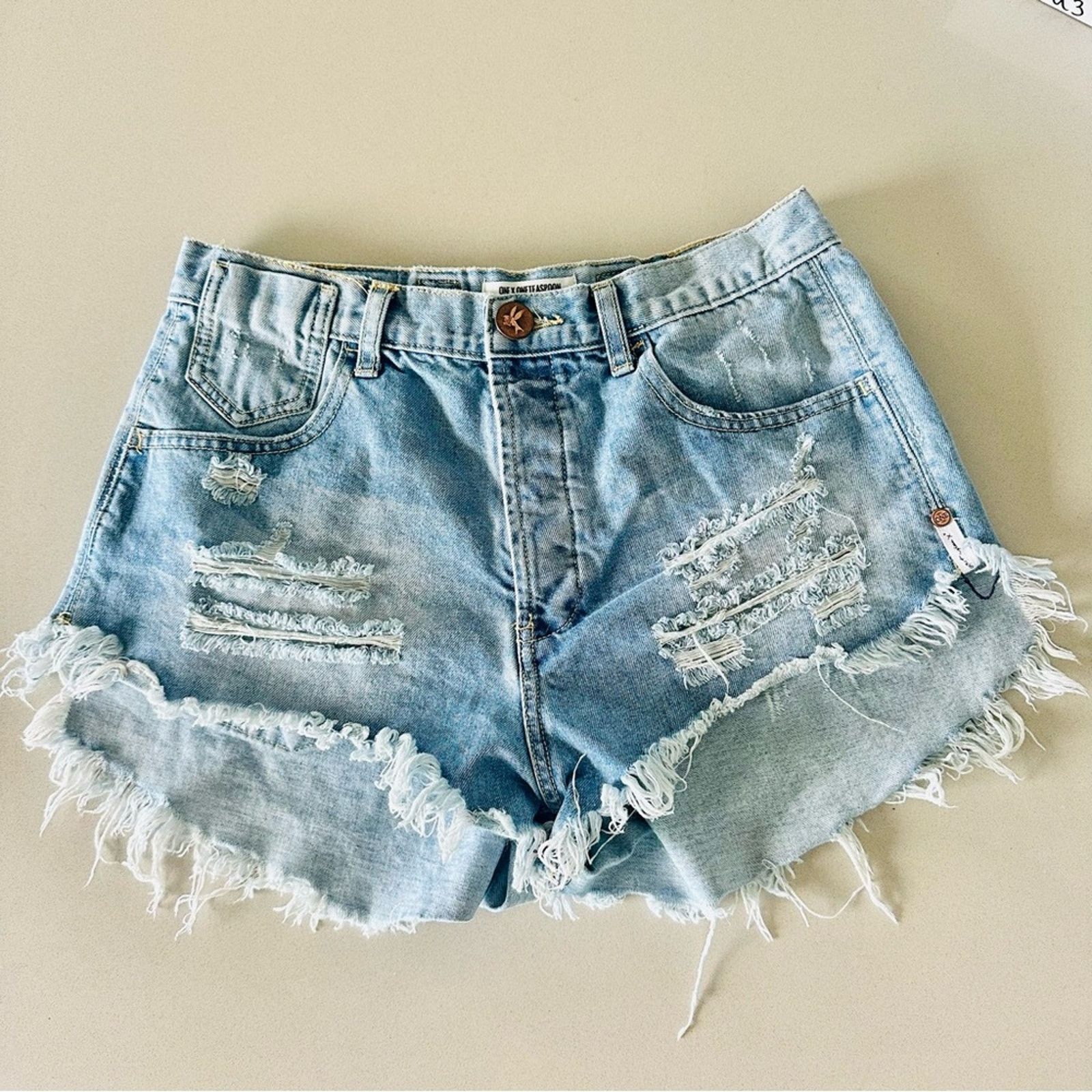 One Teaspoon ONE TEASPOON High Rise Le Wolves Blue Denim Cutoffs Short Size 25" / US 0 / IT 36 - 1 Thumbnail