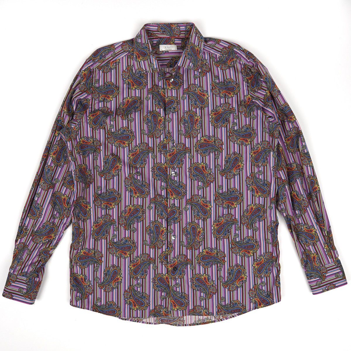 Eton Eton Shirt Purple Multicolor Printed Pattern Size US XL / EU 56 / 4 - 1 Thumbnail