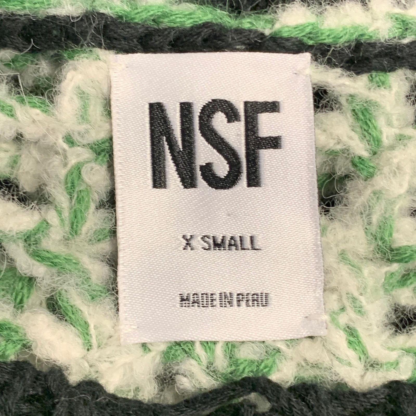 NSF Black Green White Cotton Distressed Mesh Back Crew Neck Size XS / US 0-2 / IT 36-38 - 5 Thumbnail