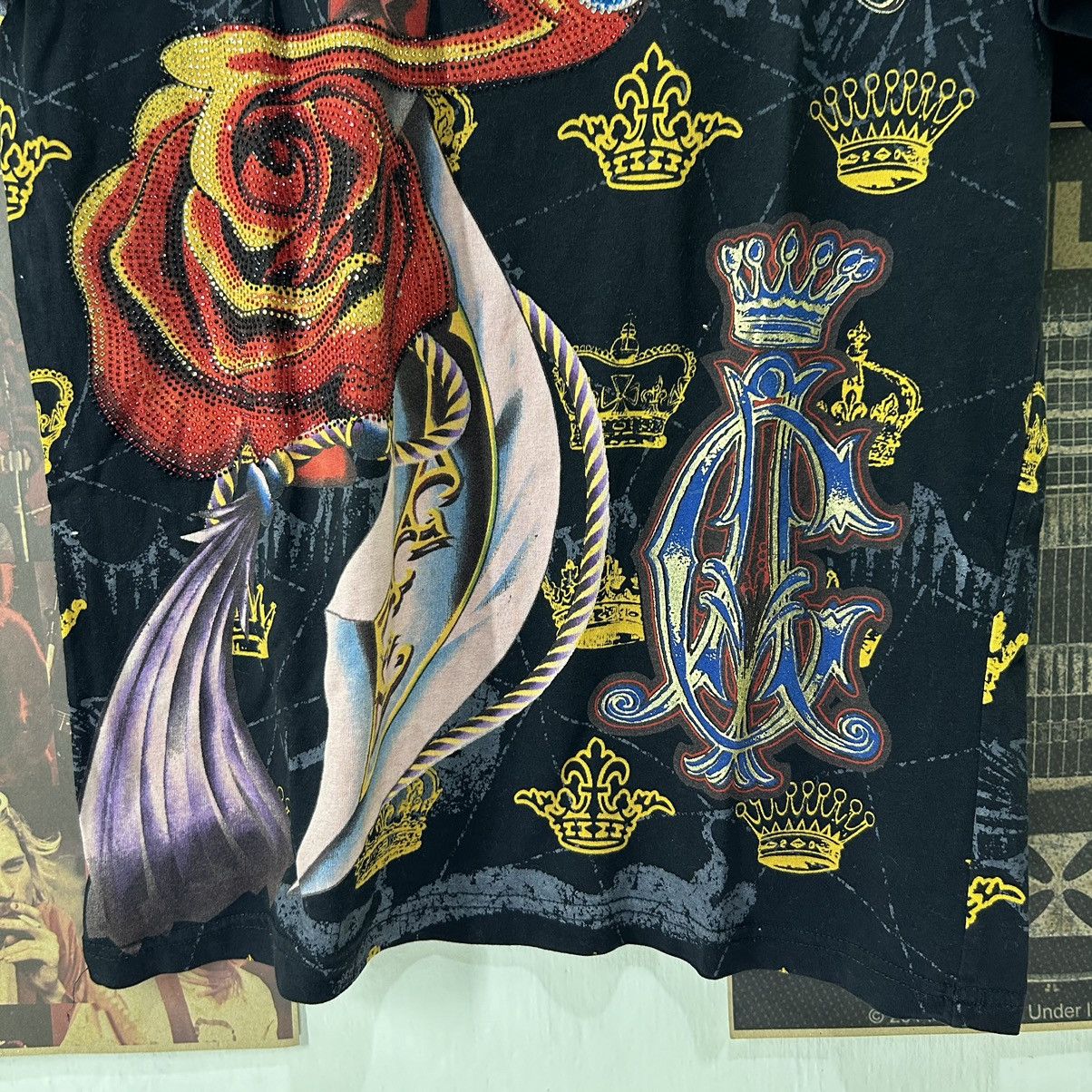 Ed Hardy Vintage Christian Audigier Rhinestone Over Print T-Shirt Size US M / EU 48-50 / 2 - 3 Thumbnail