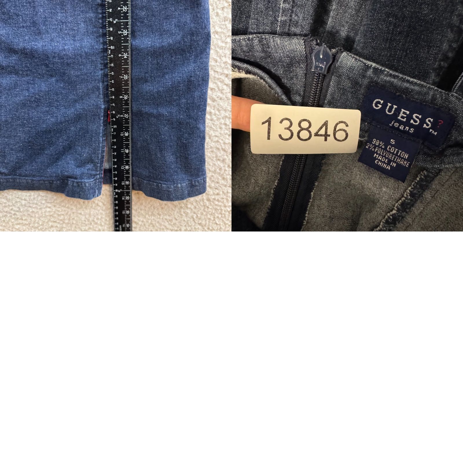 Guess VINTAGE Guess Denim Mini Dress XS Small Blue Jeans Bodycon Western Boho 90s Y2K Girls Womens Size 26" / US 2 / IT 38 - 8 Thumbnail