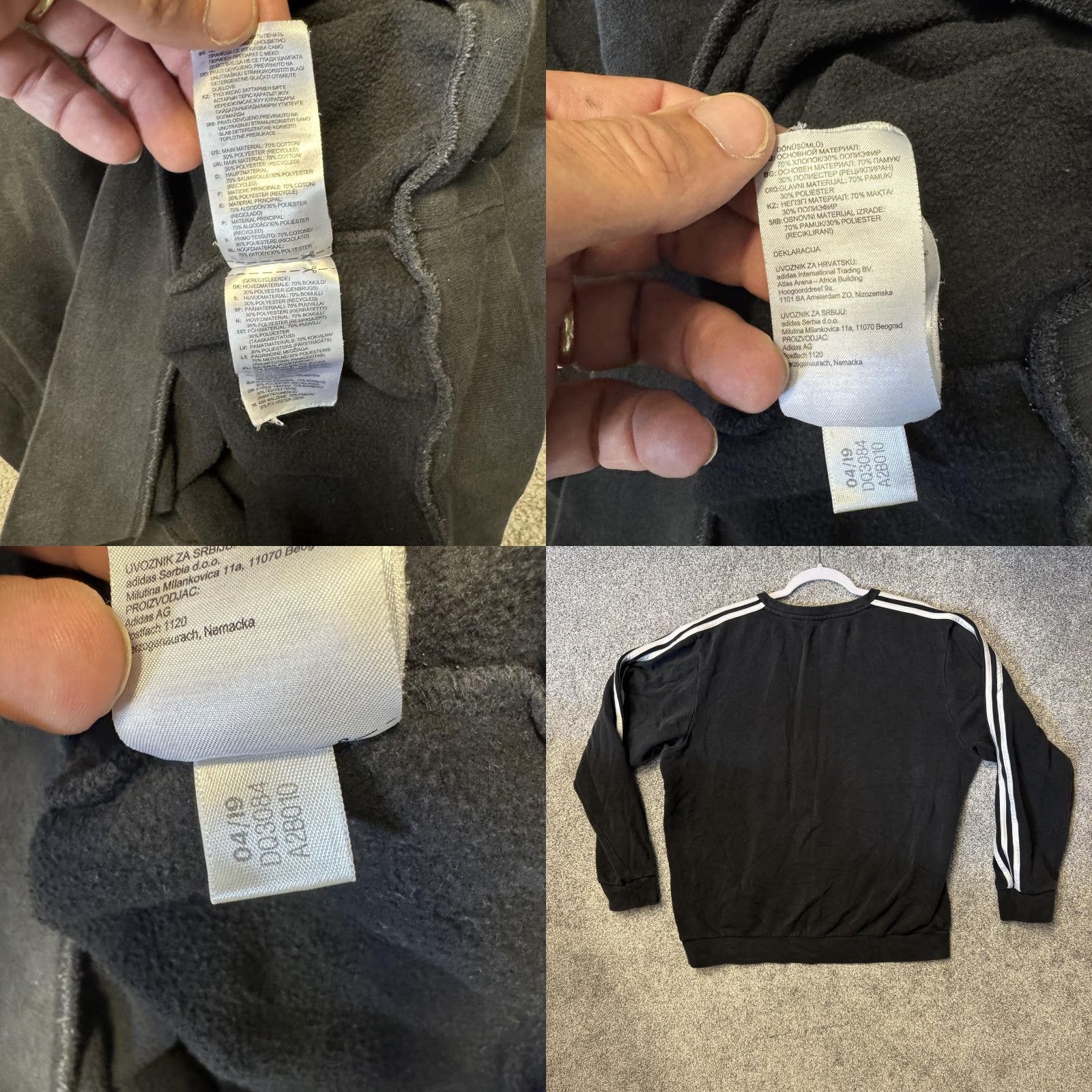 Adidas Adidas Sweatshirt Mens L Black Crew Neck Fleece Graphic Print Pullover Athletic Streetwear Size US L / EU 52-54 / 3 - 8 Thumbnail